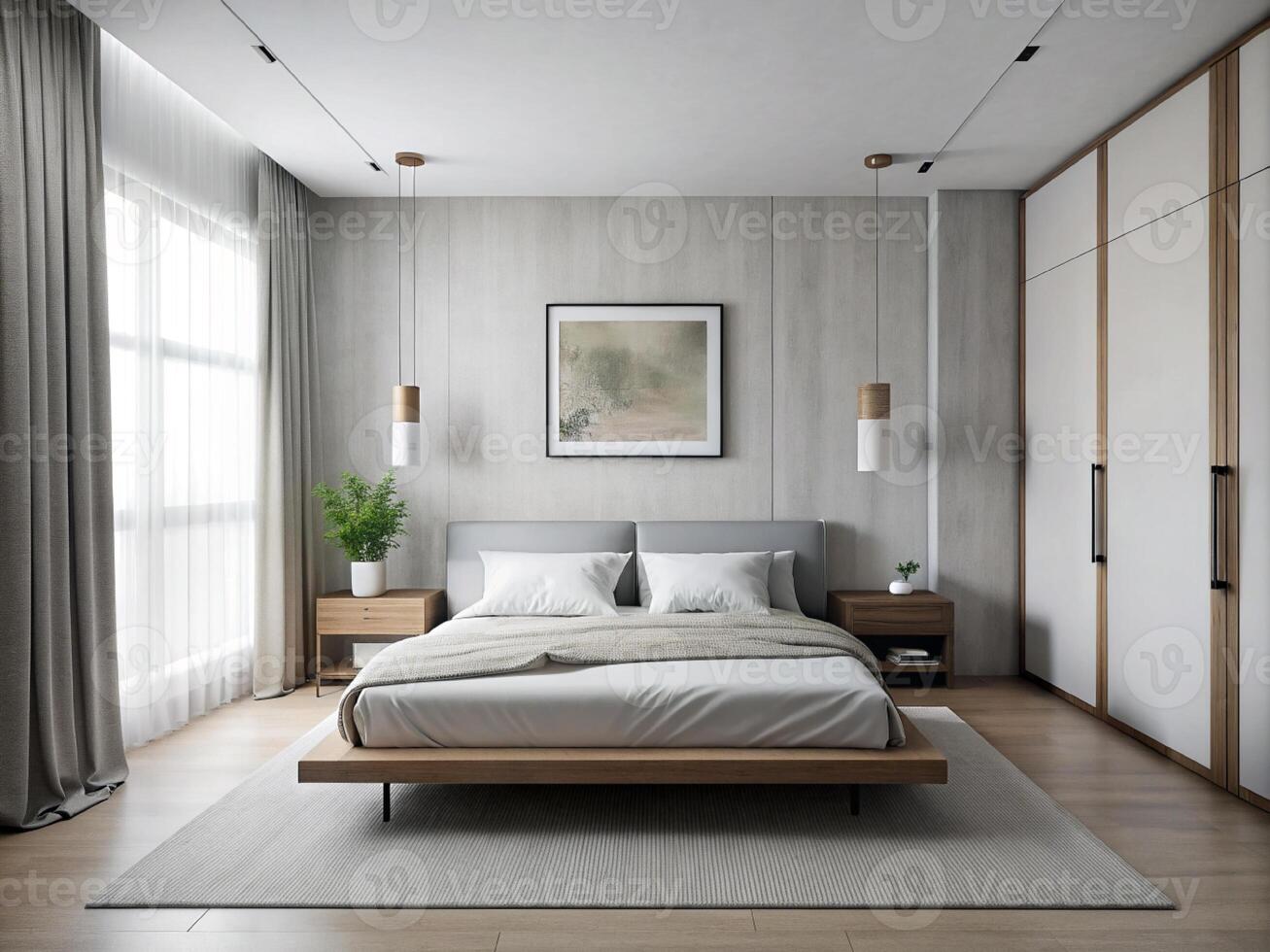 ai genererad sovrum stil minimalistisk foto