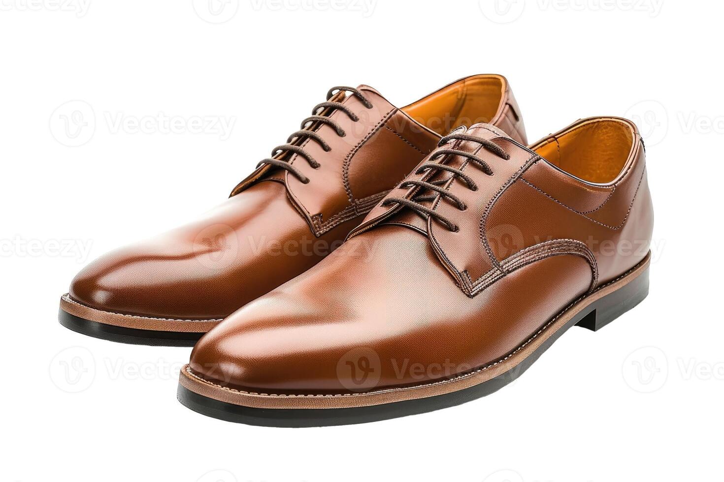 ai genererad herr- eleganta skor tillverkad av brun läder på en transparent bakgrund foto