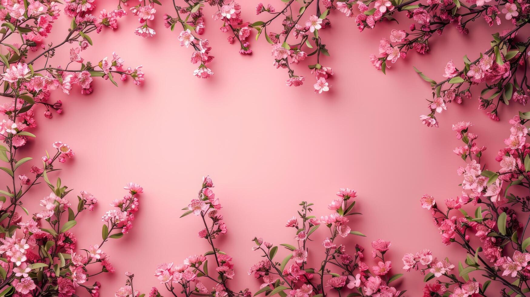 ai genererad rosa blommor på rosa bakgrund foto