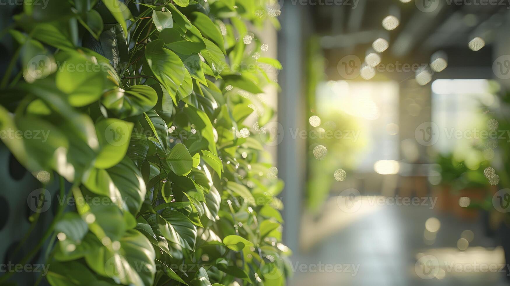 ai genererad arbetsplats harmoni, grön växter föra natur inomhus foto