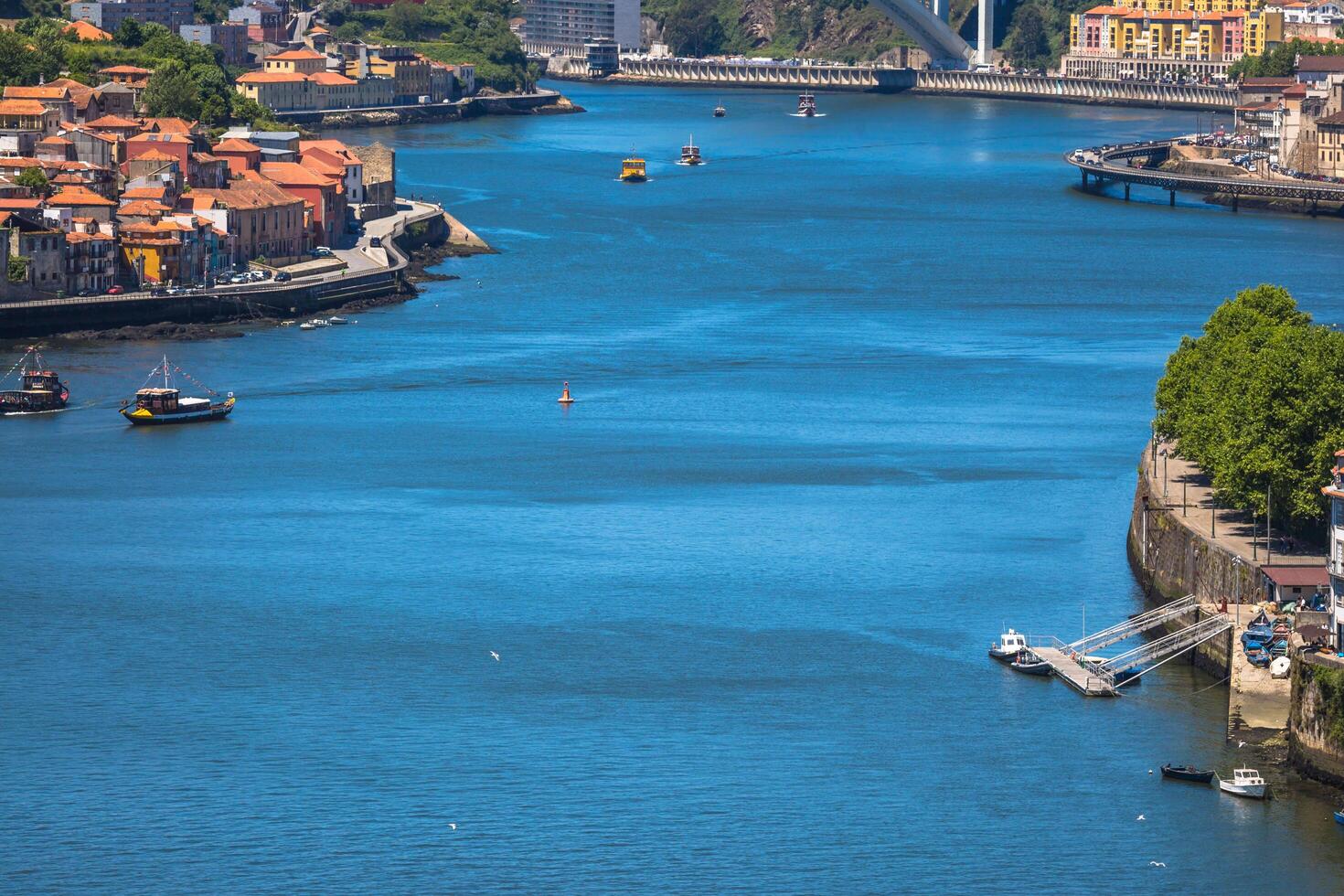 panorama av porto gammal stad och duoro flod. portugal foto