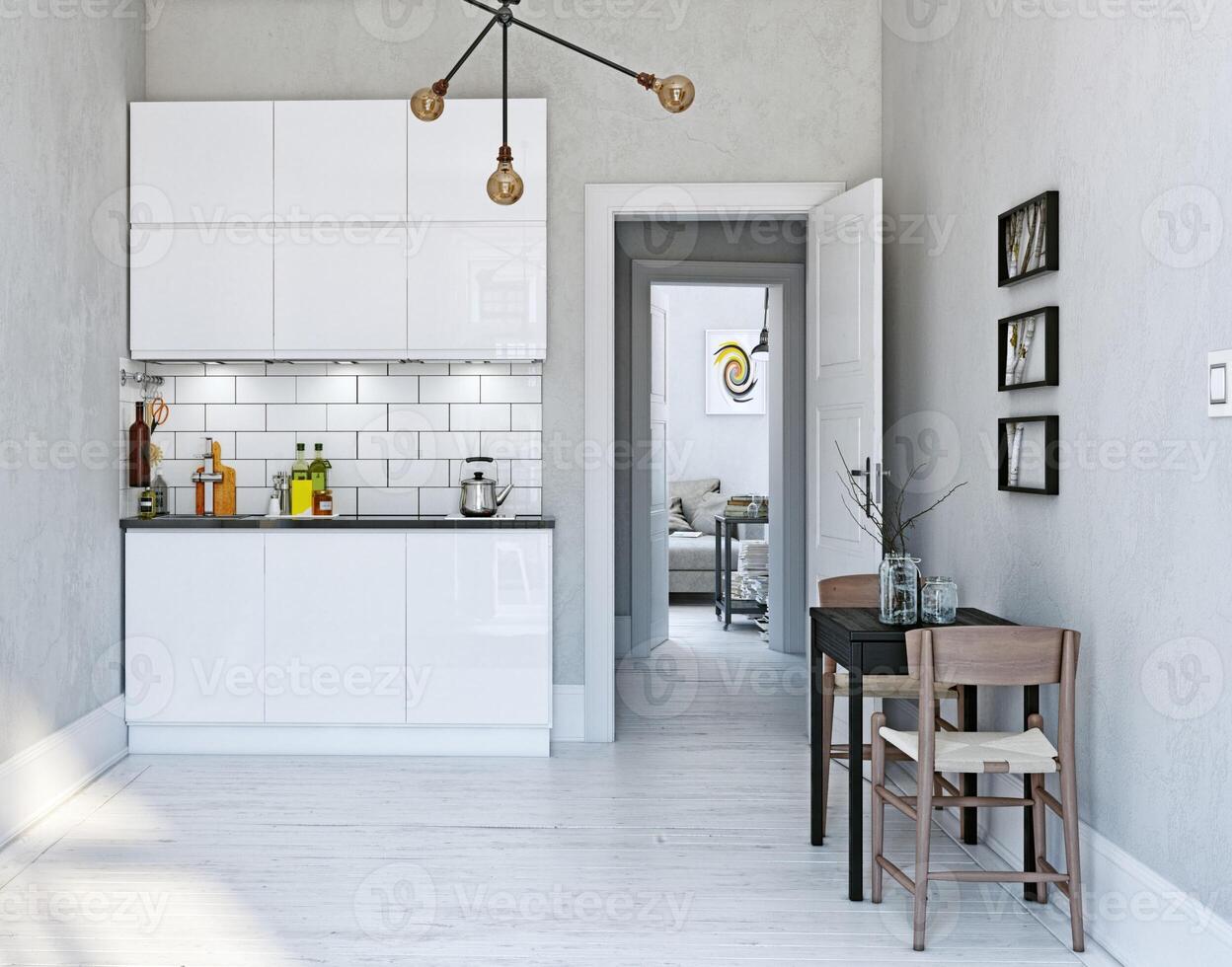 modern scandinavian stil kök interiör. foto