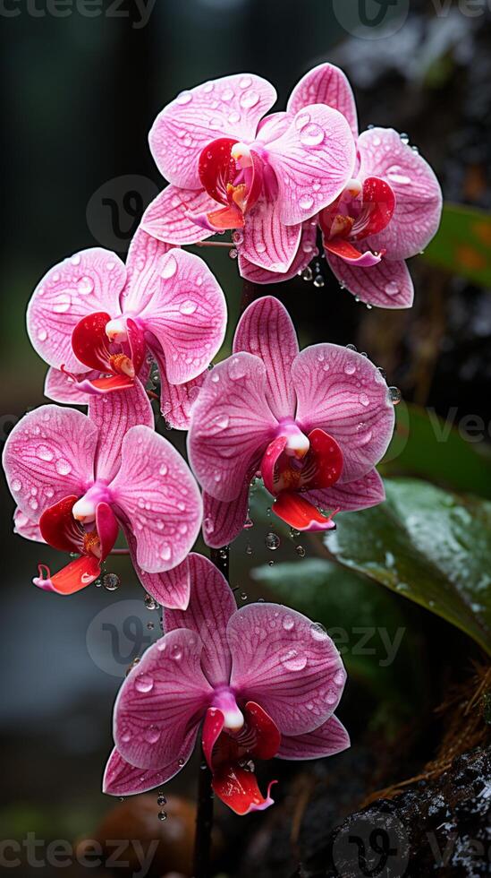 ai genererad orkide blomma skönhet blomma på vår trädgård foto