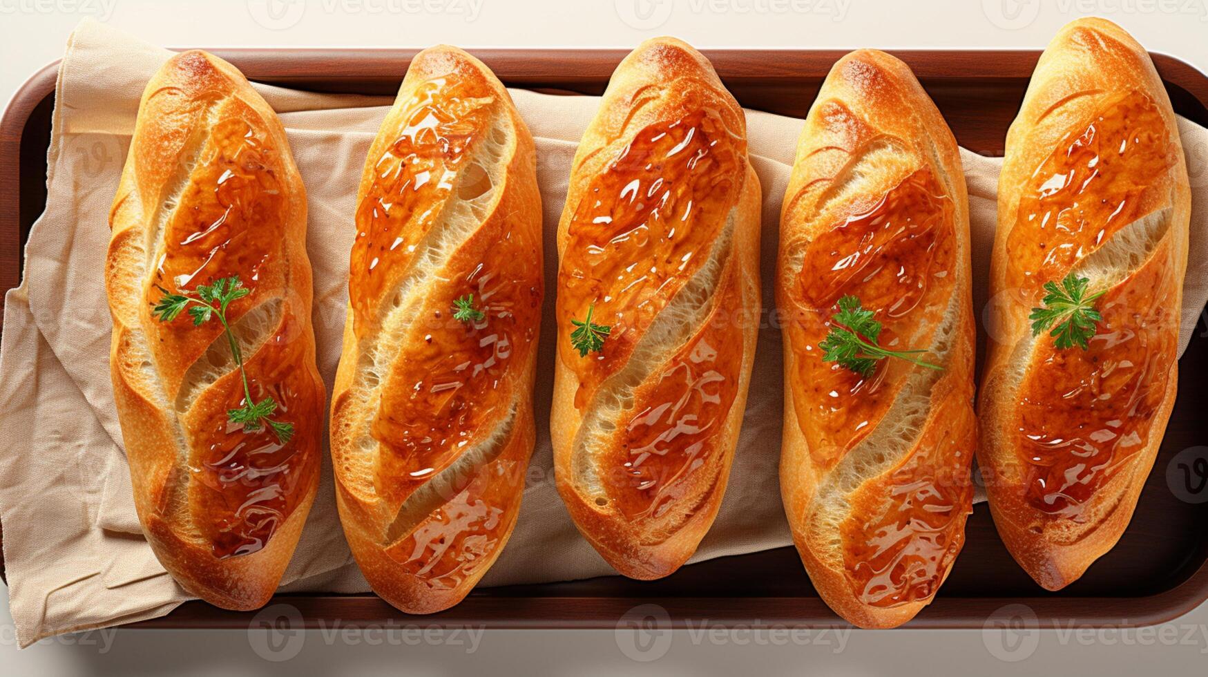 ai genererad Krispig franska baguette bakad vresig bröd bakverk foto