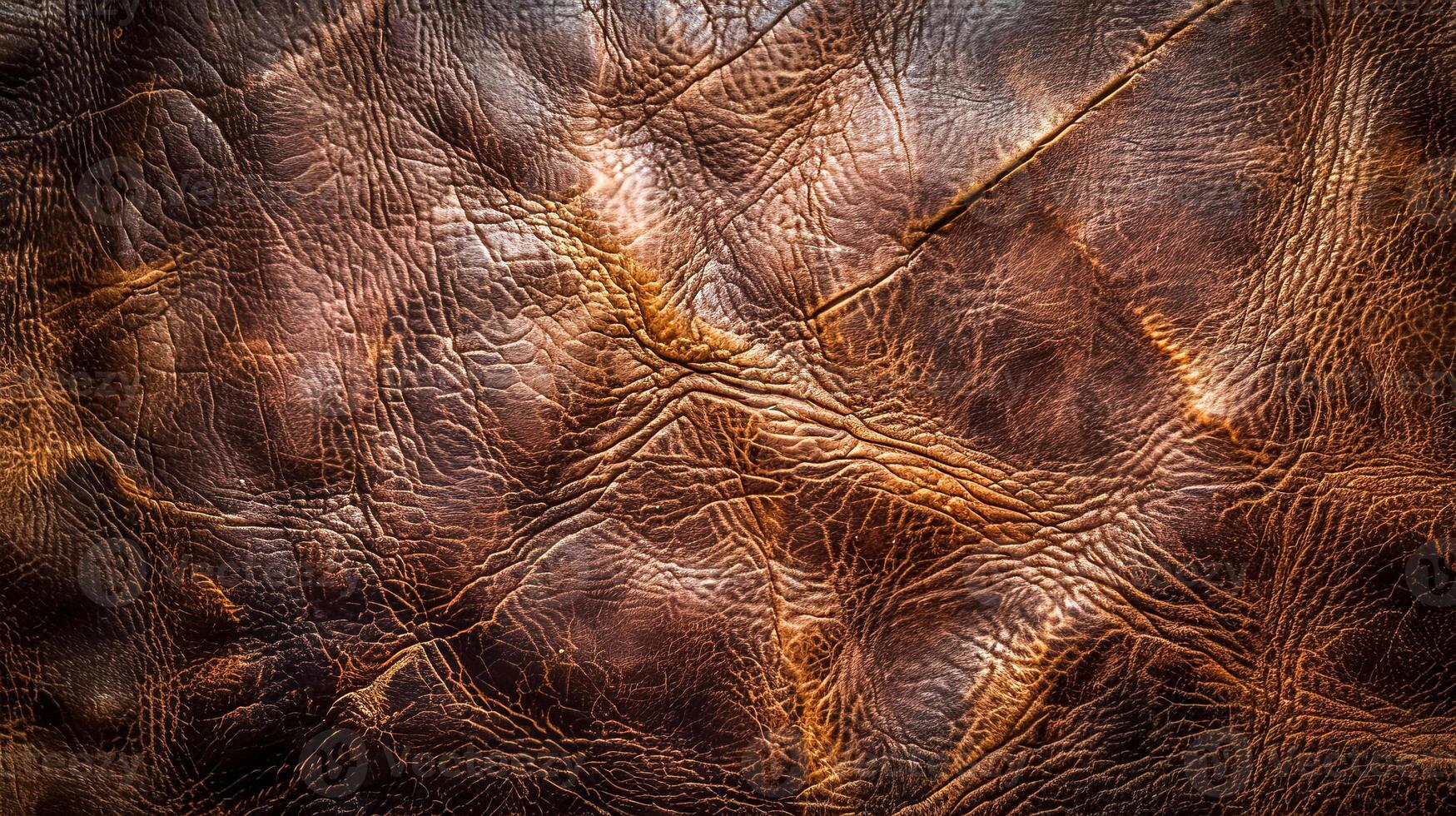 ai genererad närbild textur av brun läder foto
