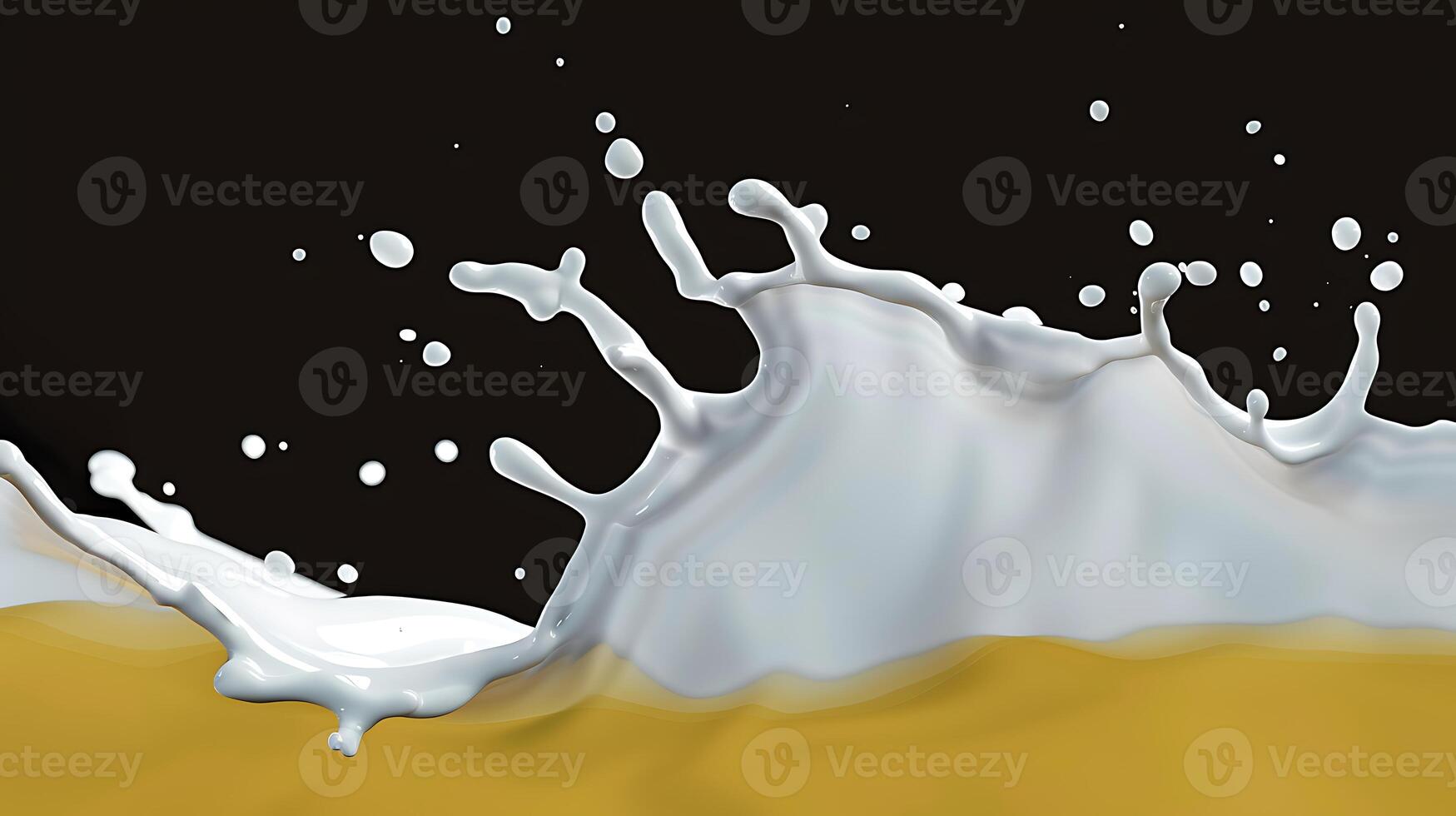 ai genererad mjölk eller vit flytande stänk isolerat på svart backgroun foto