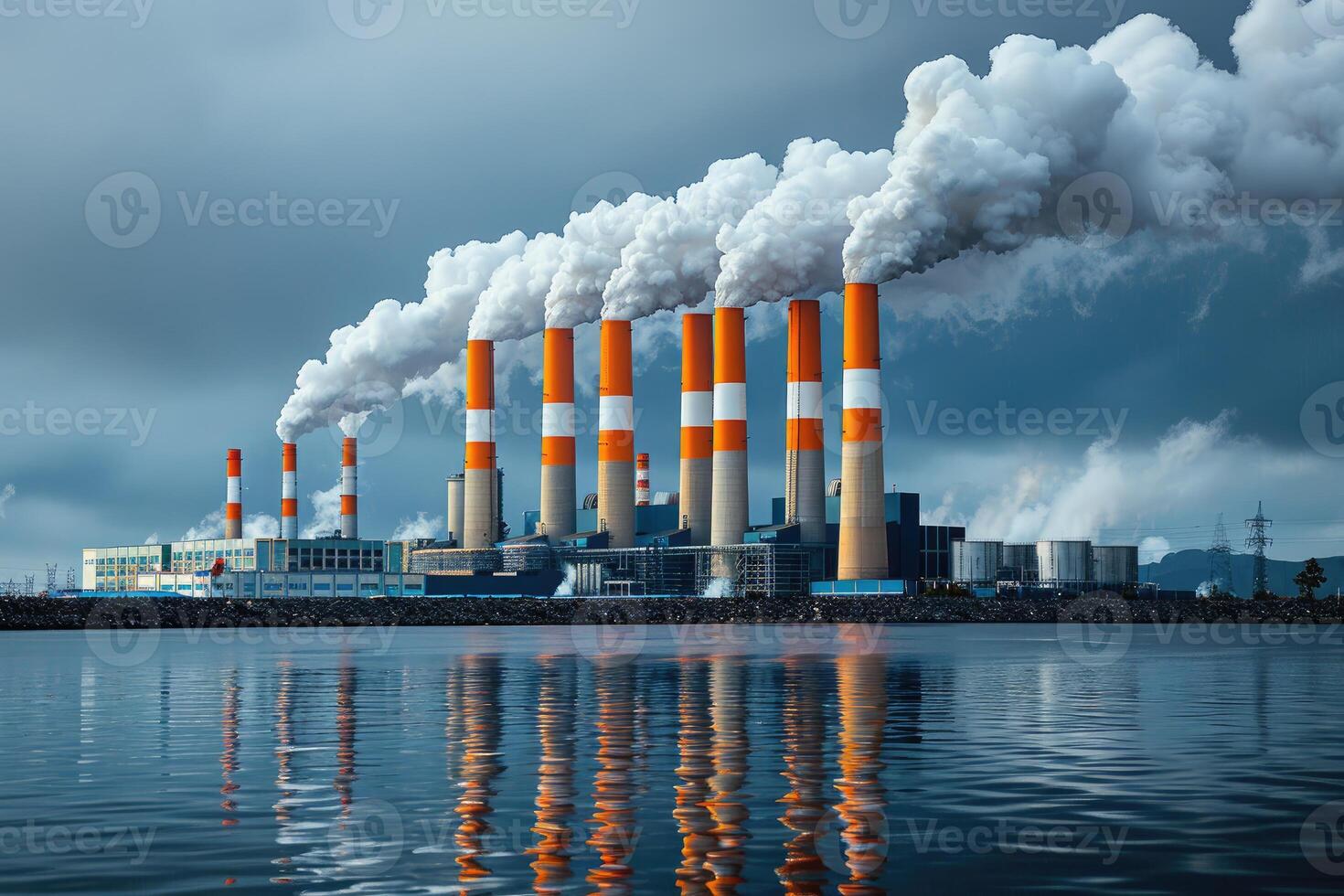 ai genererad luft förorening från industrier bearbeta professionell fotografi foto