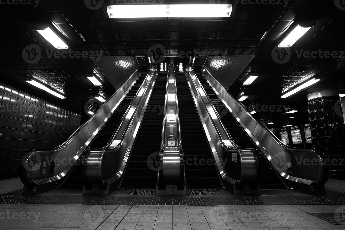 ai genererad hiss rulltrappa är rör på sig trappa Begagnade som transport mellan golv eller nivåer byggnad professionell fotografi foto