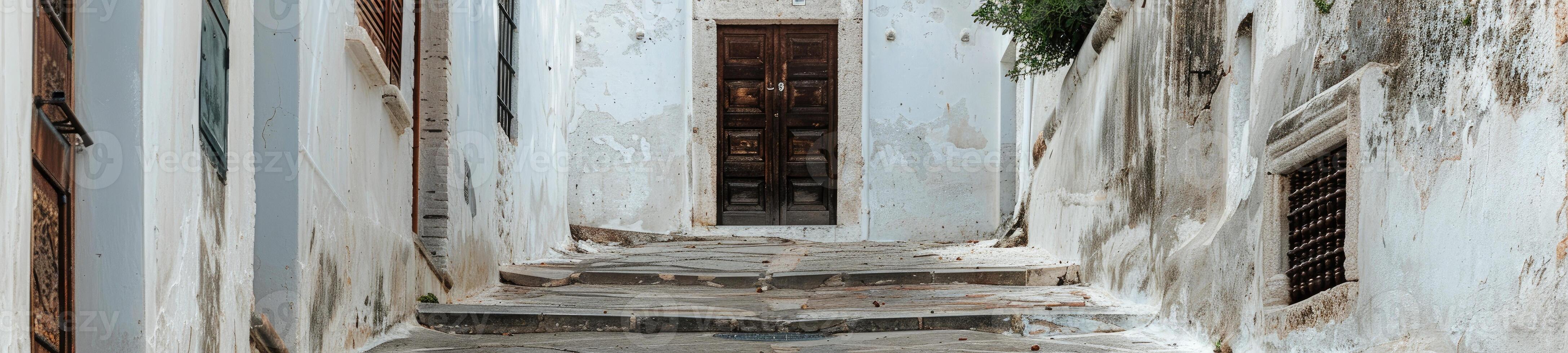 ai genererad de ingång av en vit stad i Italien foto