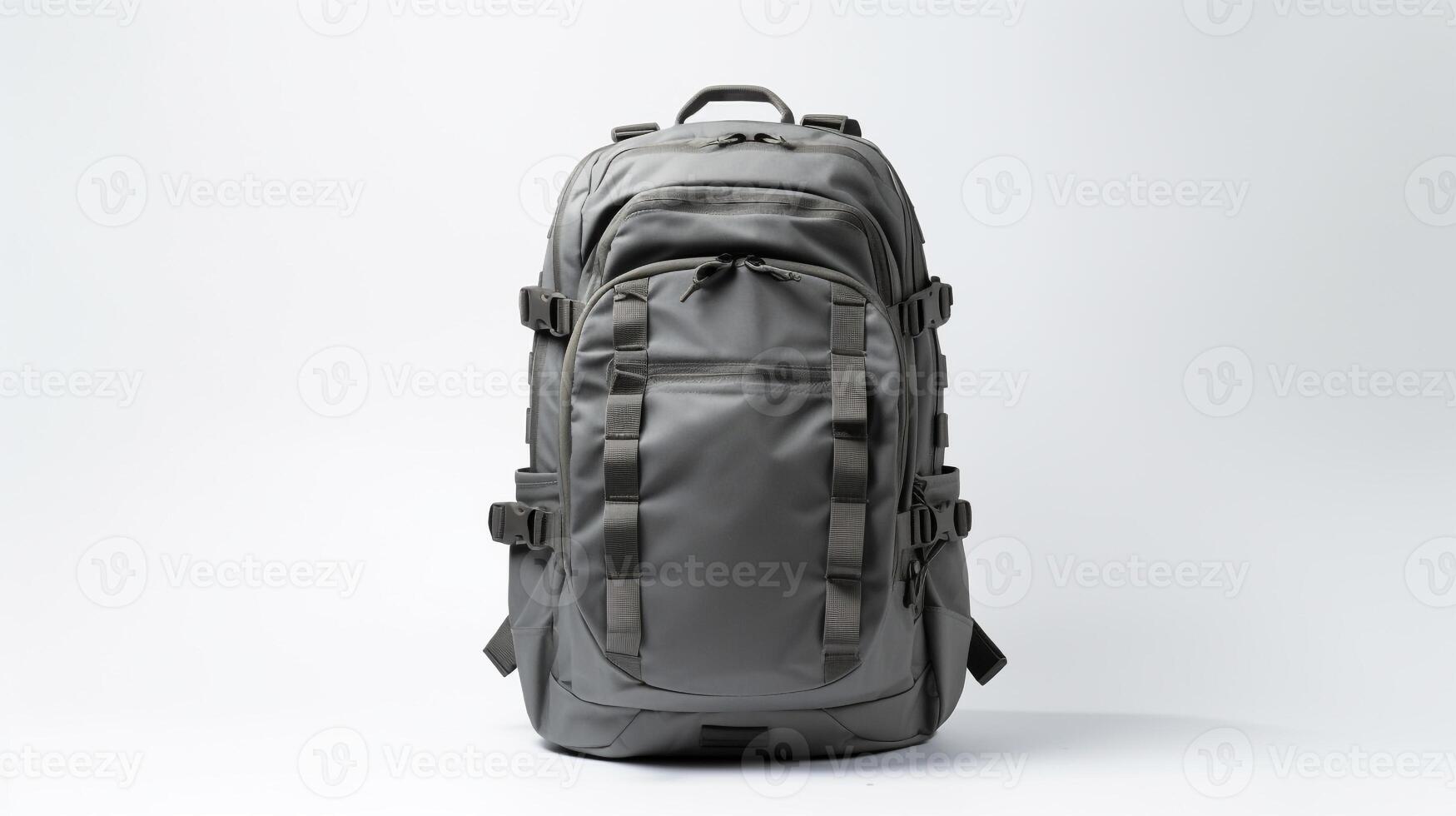 ai genererad grå taktisk ryggsäck väska isolerat på vit bakgrund med kopia Plats för annons. ai genererad foto