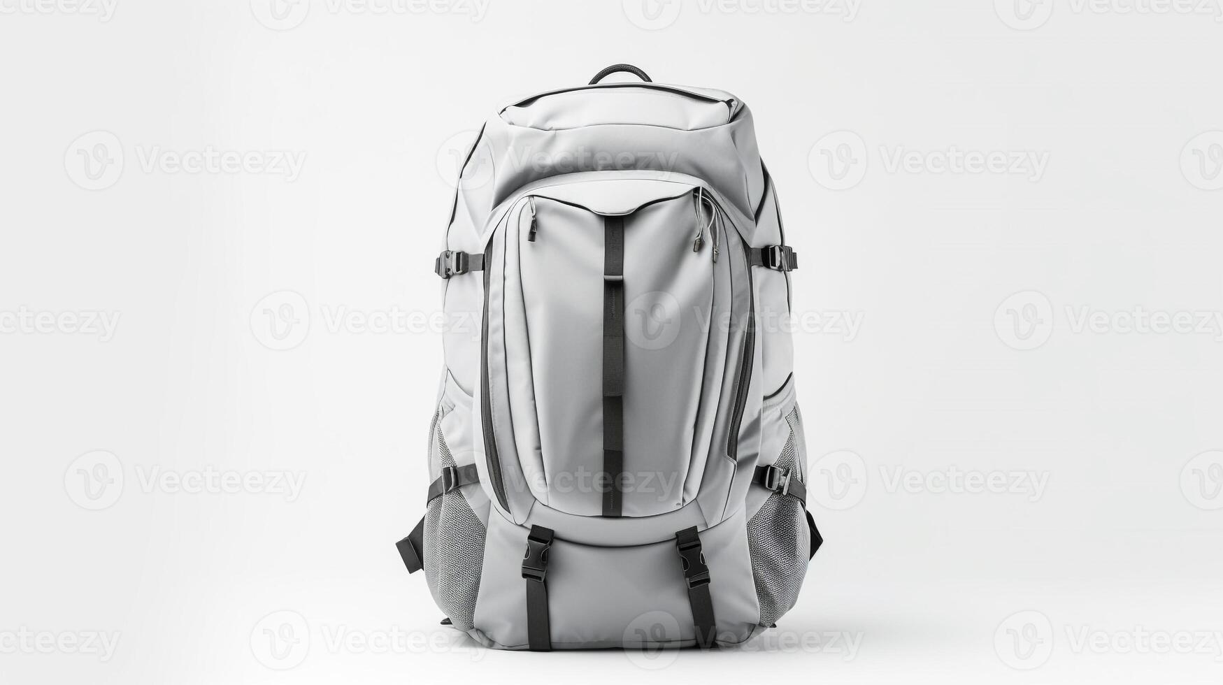 ai genererad grå resa ryggsäck väska isolerat på vit bakgrund med kopia Plats för annons. ai genererad foto