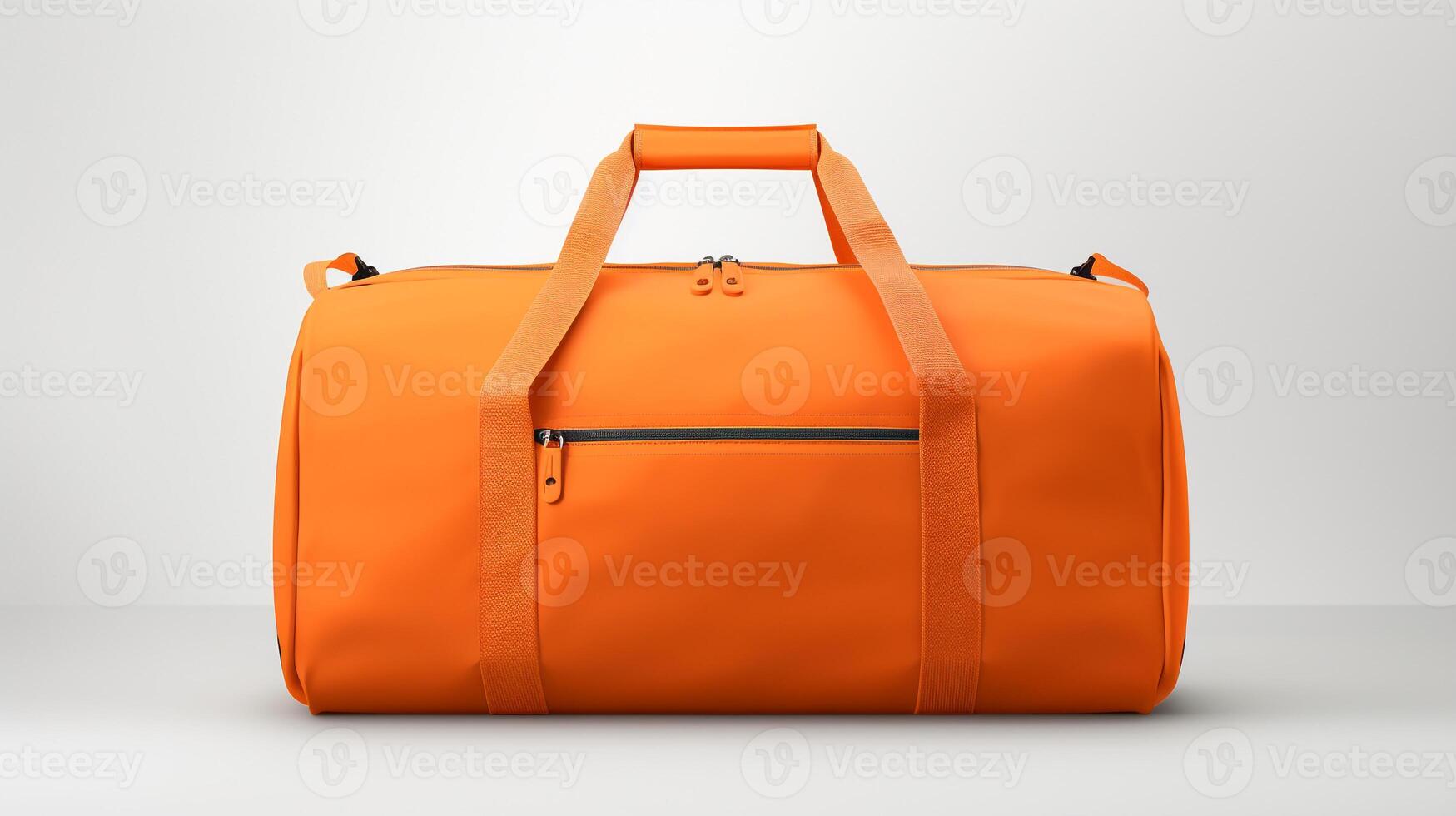 ai genererad orange duffel väska isolerat på vit bakgrund med kopia Plats för annons. ai genererad foto