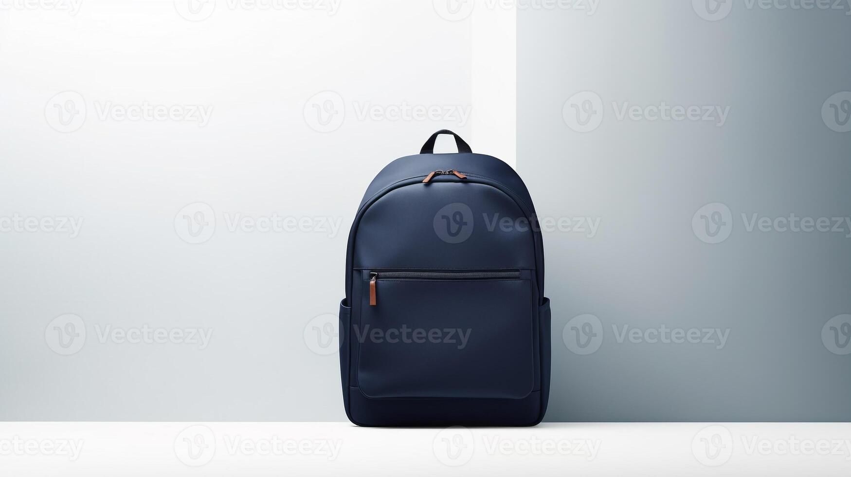 ai genererad Marin blå mode ryggsäck väska isolerat på vit bakgrund med kopia Plats för annons. ai genererad foto