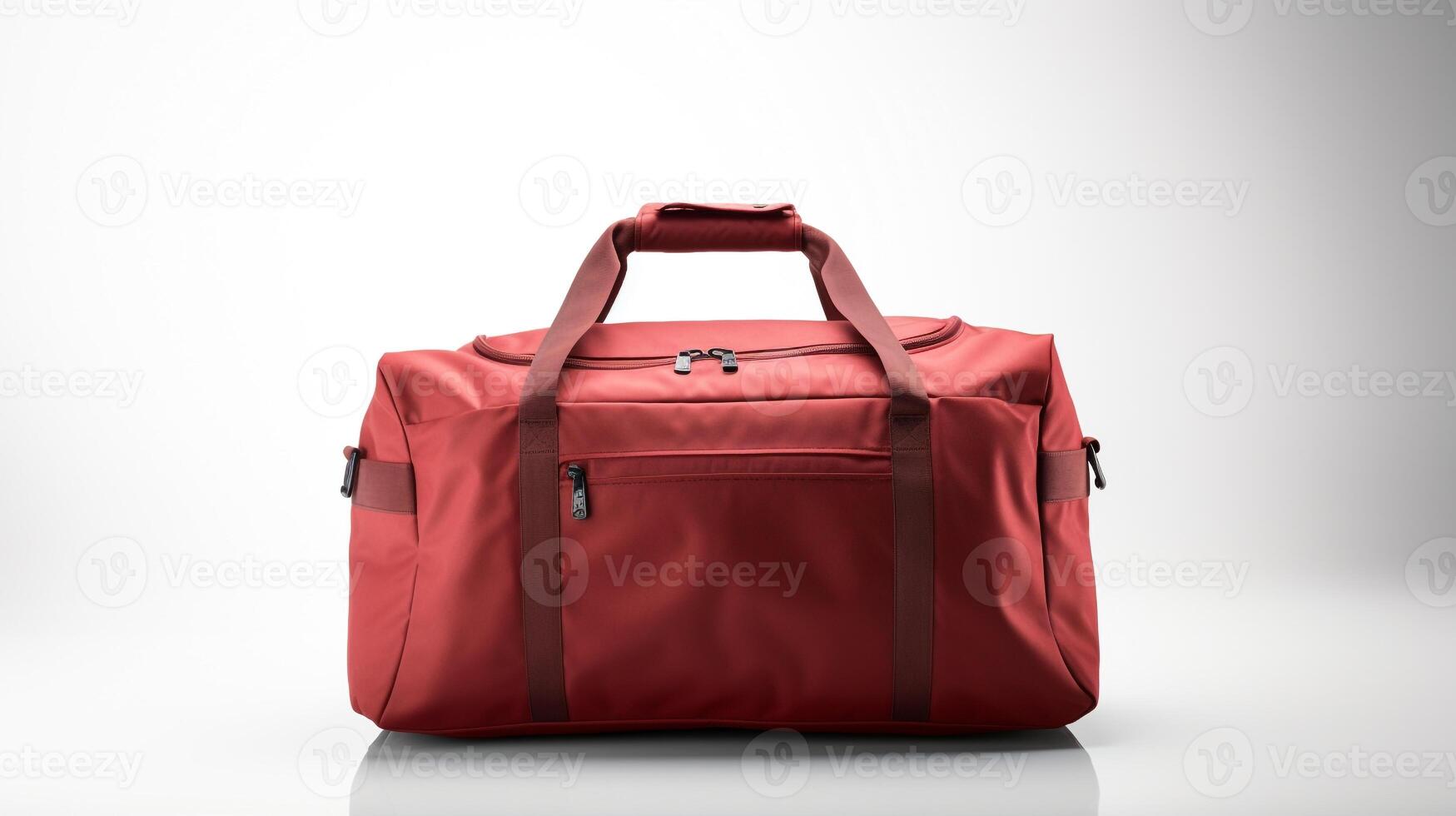 ai genererad röd duffel väska isolerat på vit bakgrund med kopia Plats för annons. ai genererad foto