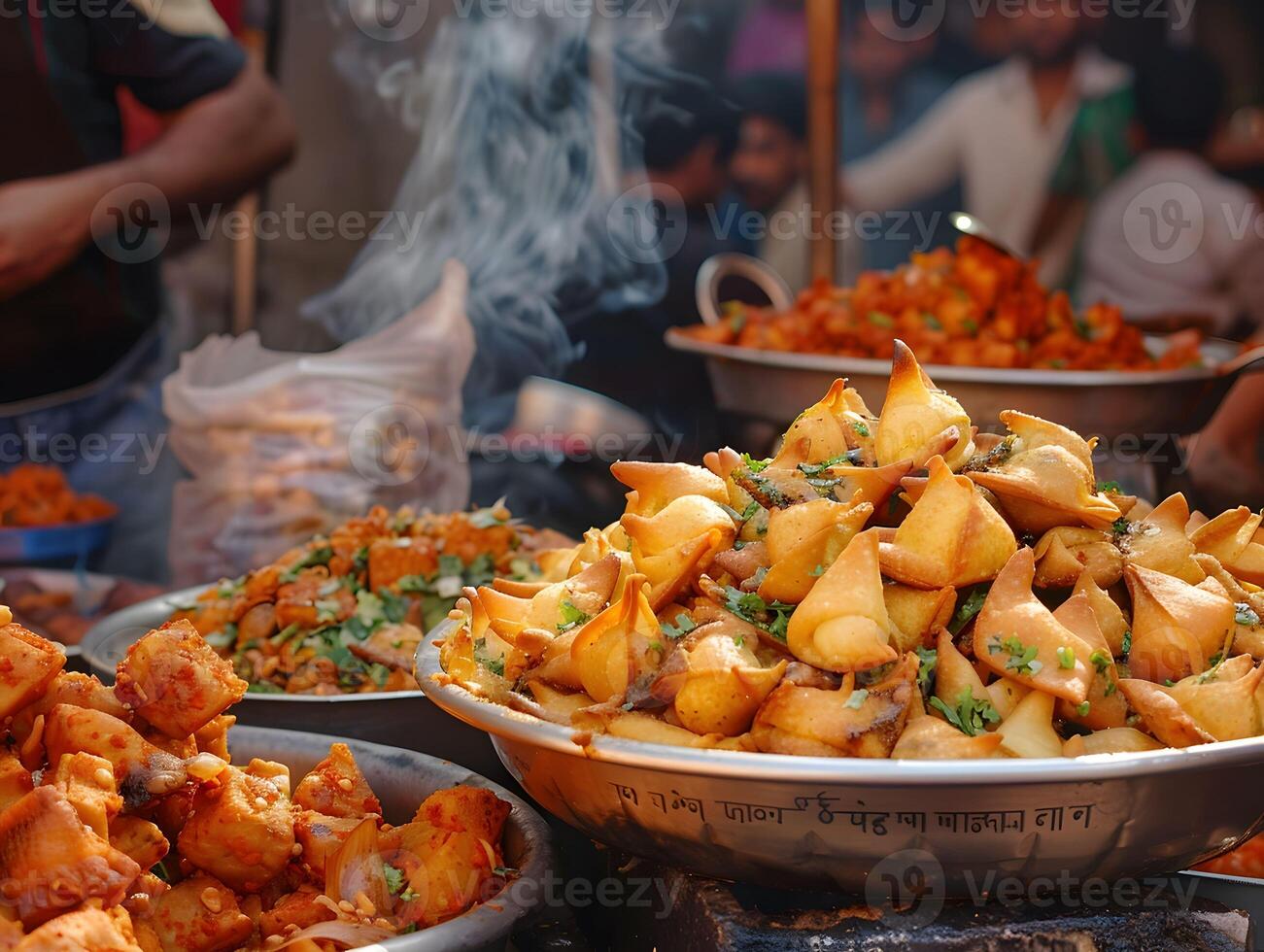 ai genererad gata mat i delhi chaat och samosas foto