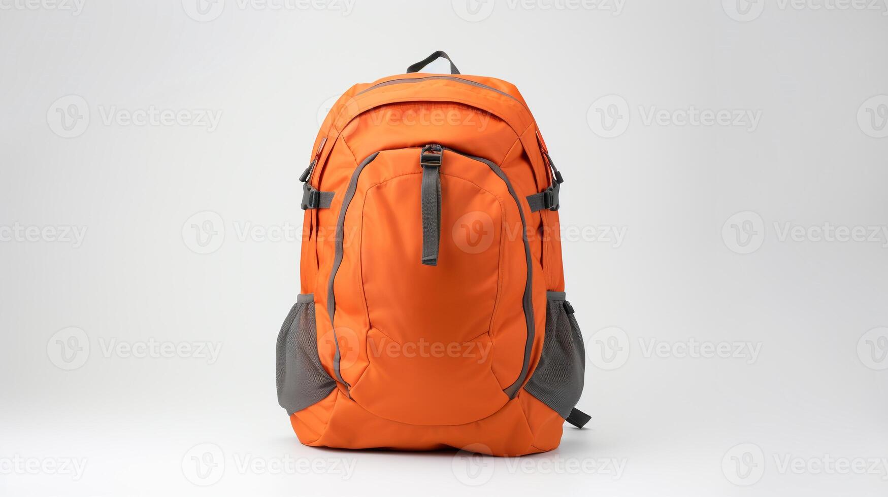 ai genererad orange dagsäck väska isolerat på vit bakgrund med kopia Plats för annons. ai genererad foto