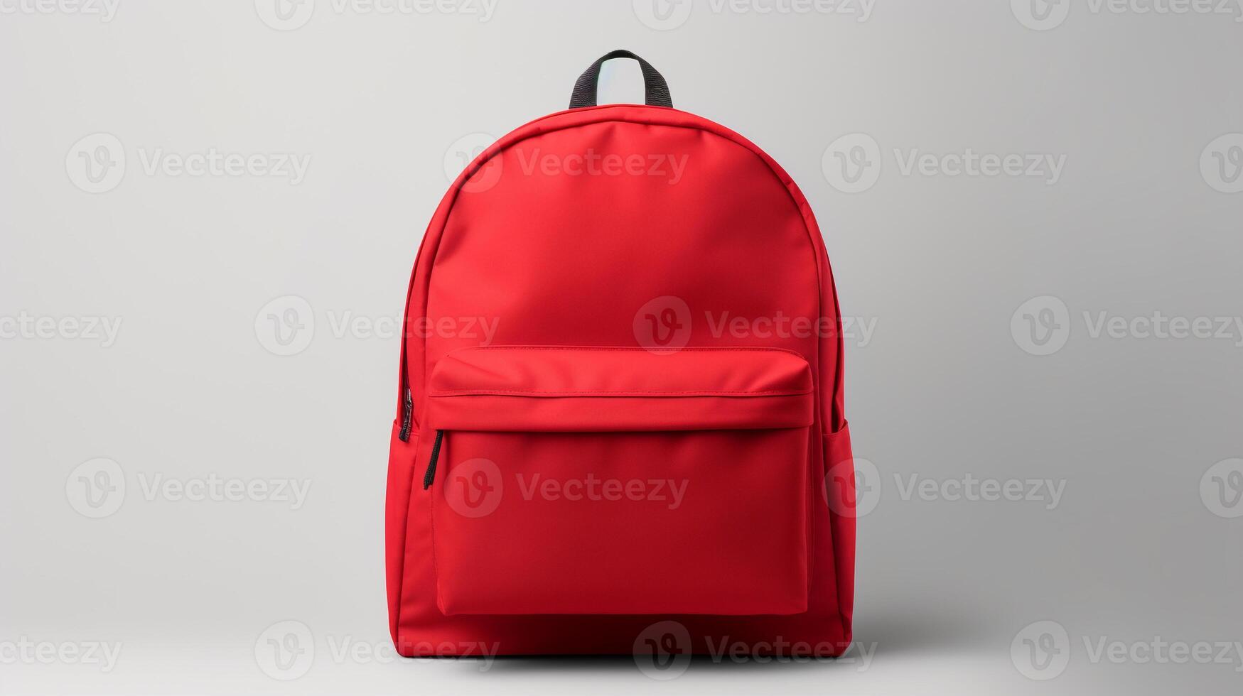 ai genererad röd dagsäck väska isolerat på vit bakgrund med kopia Plats för annons. ai genererad foto