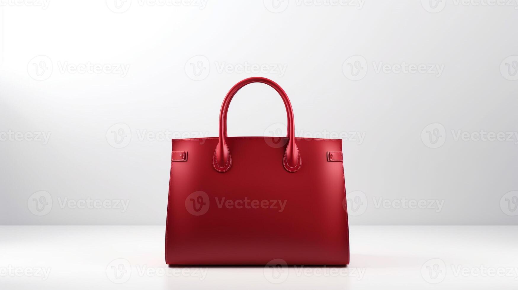 ai genererad röd läder väska isolerat på vit bakgrund med kopia Plats för annons. ai genererad foto