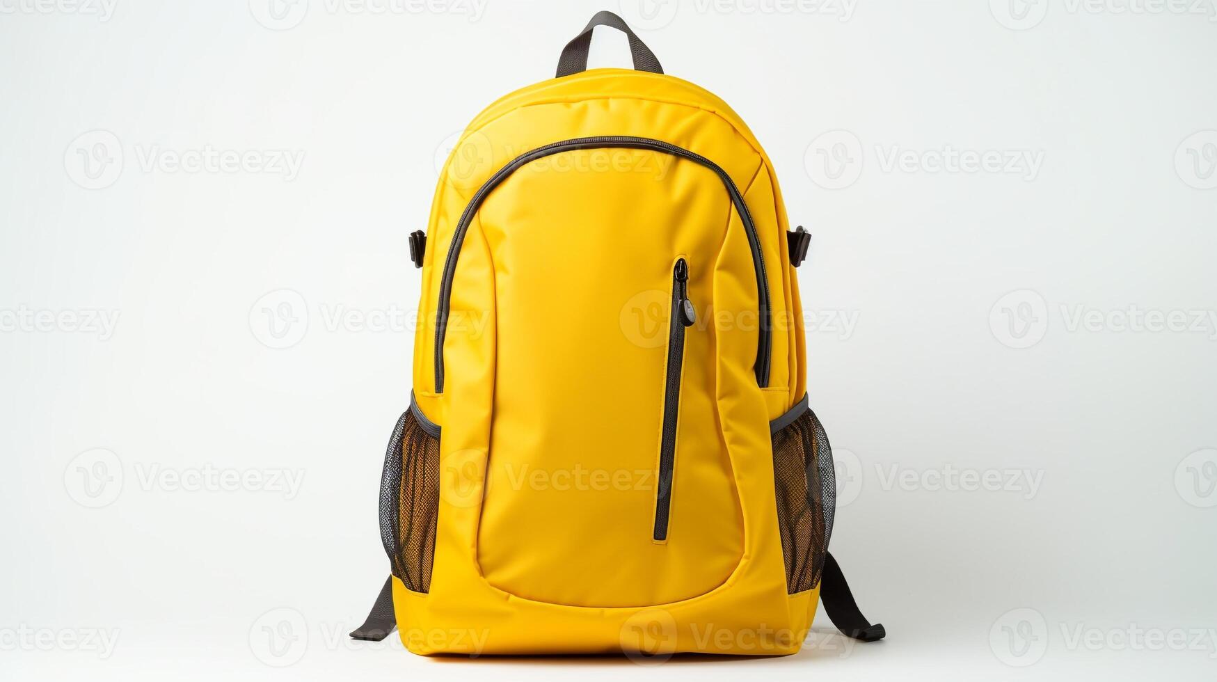 ai genererad gul cykling ryggsäck väska isolerat på vit bakgrund med kopia Plats för annons. ai genererad foto