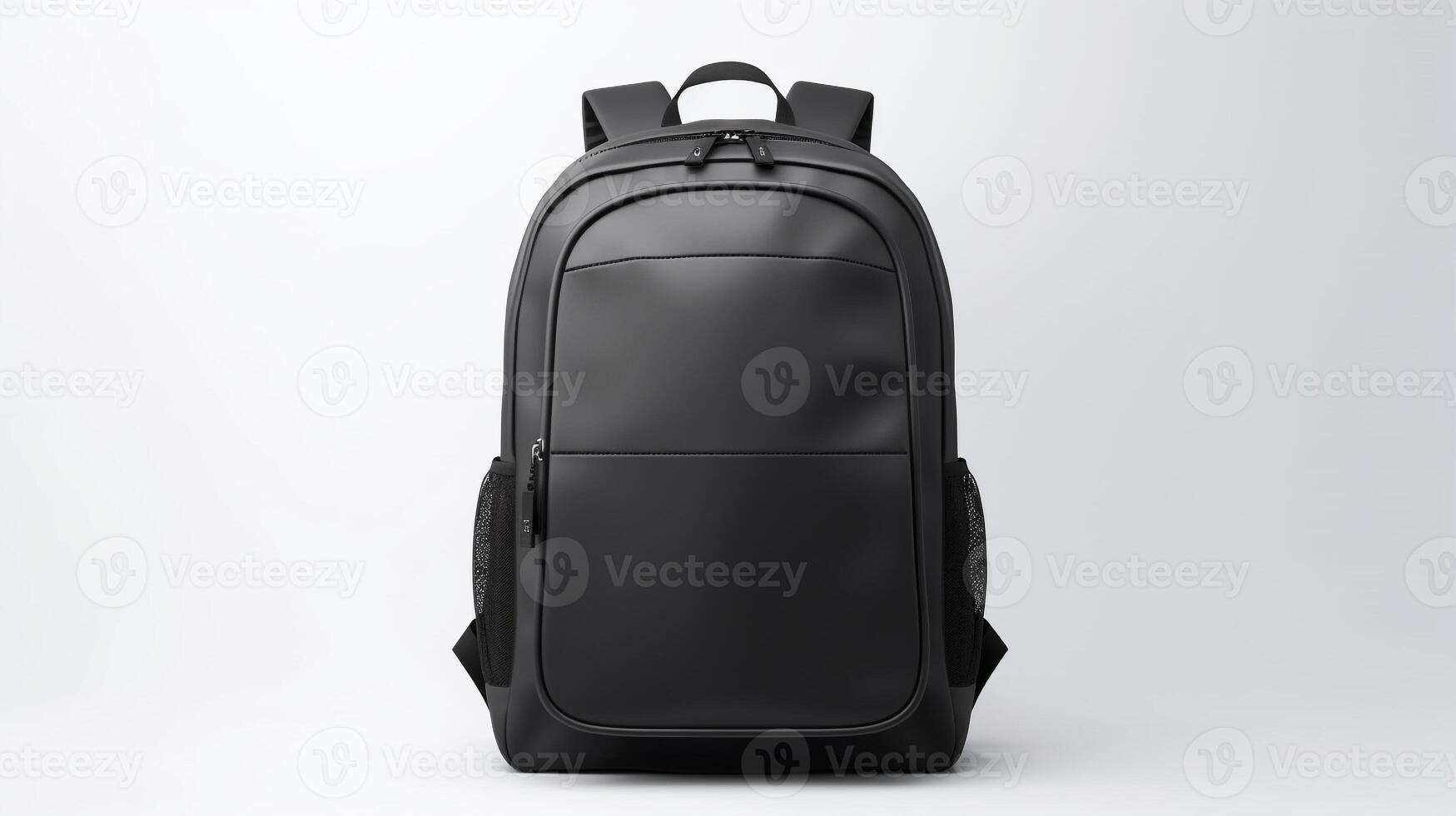 ai genererad svart ryggsäck väska isolerat på vit bakgrund med kopia Plats för annons. ai genererad foto