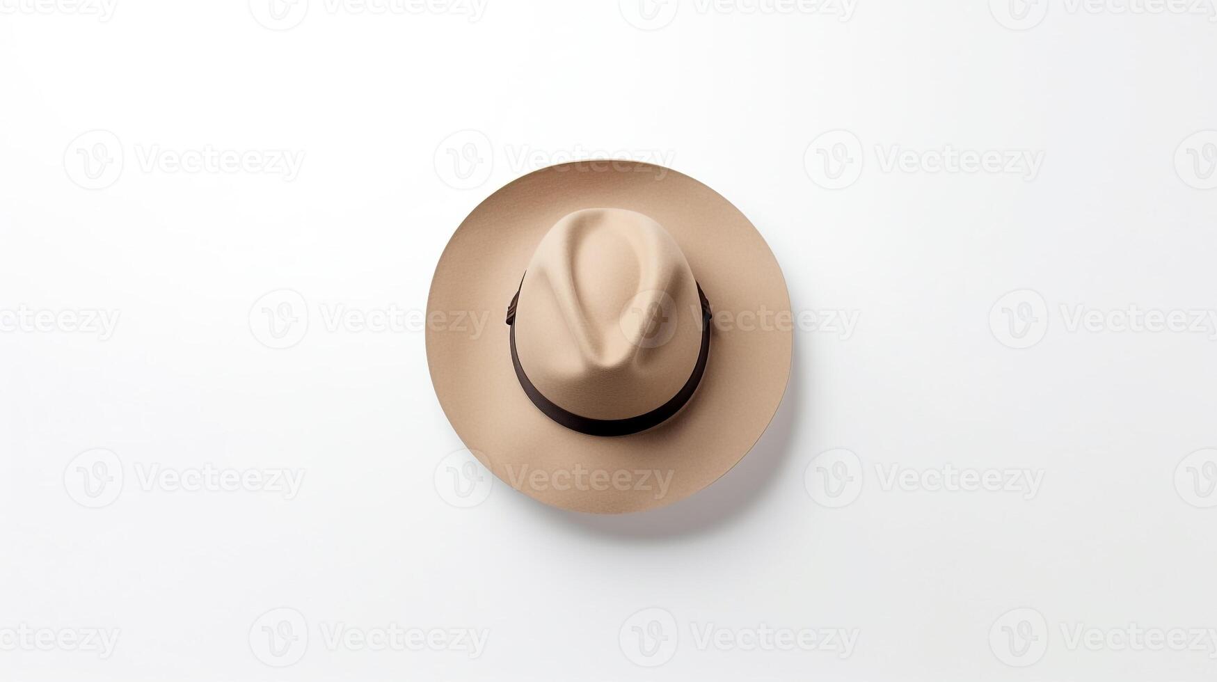 ai genererad Foto av beige fedora hatt isolerat på vit bakgrund. ai genererad