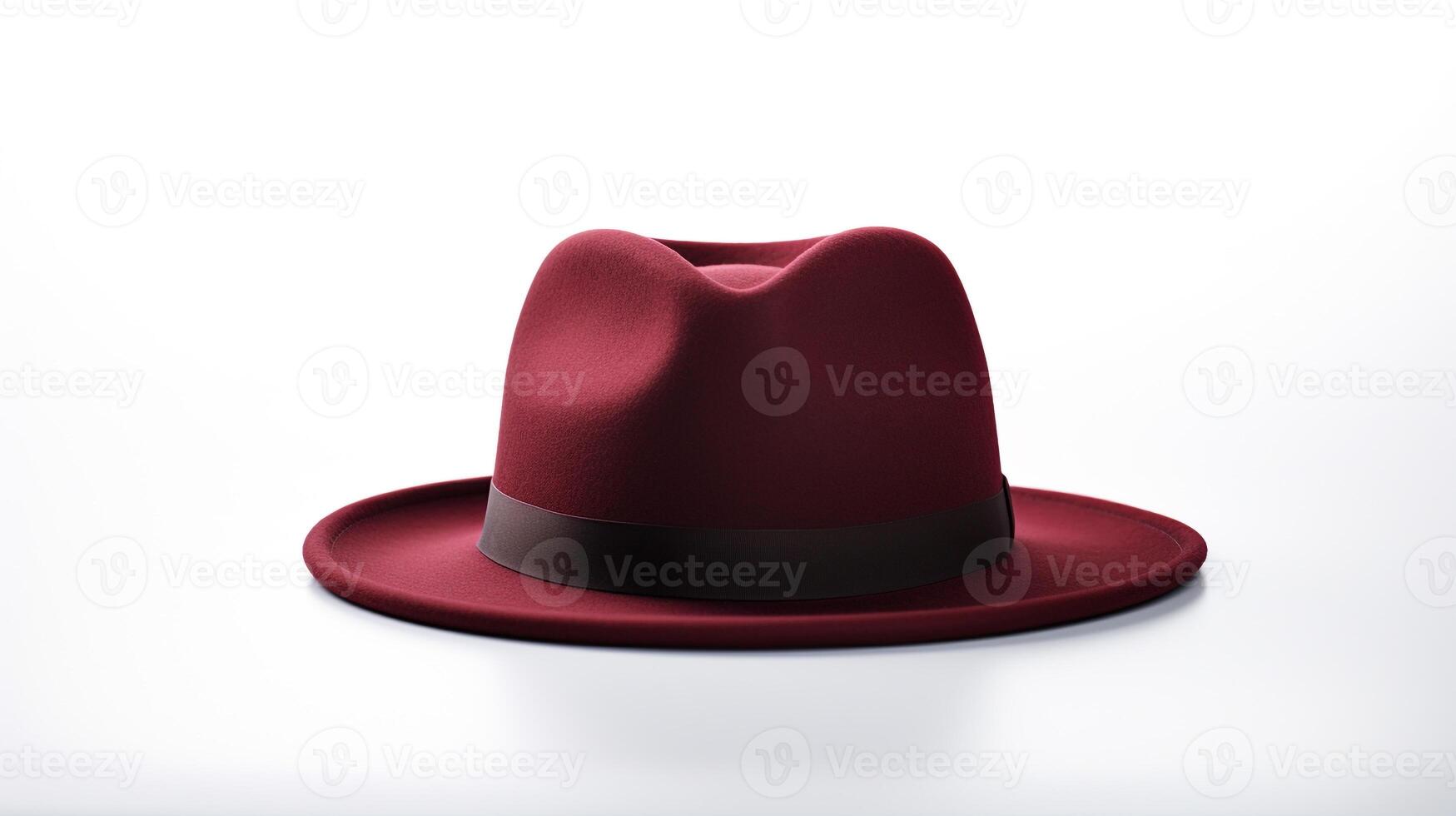 ai genererad Foto av vinröd fedora hatt isolerat på vit bakgrund. ai genererad