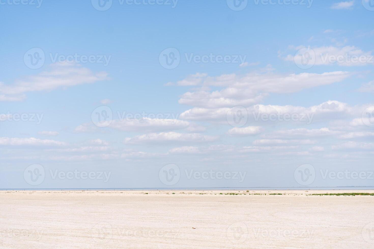 torr hav ändlös sand skön moln skön landskap flodmynning. foto
