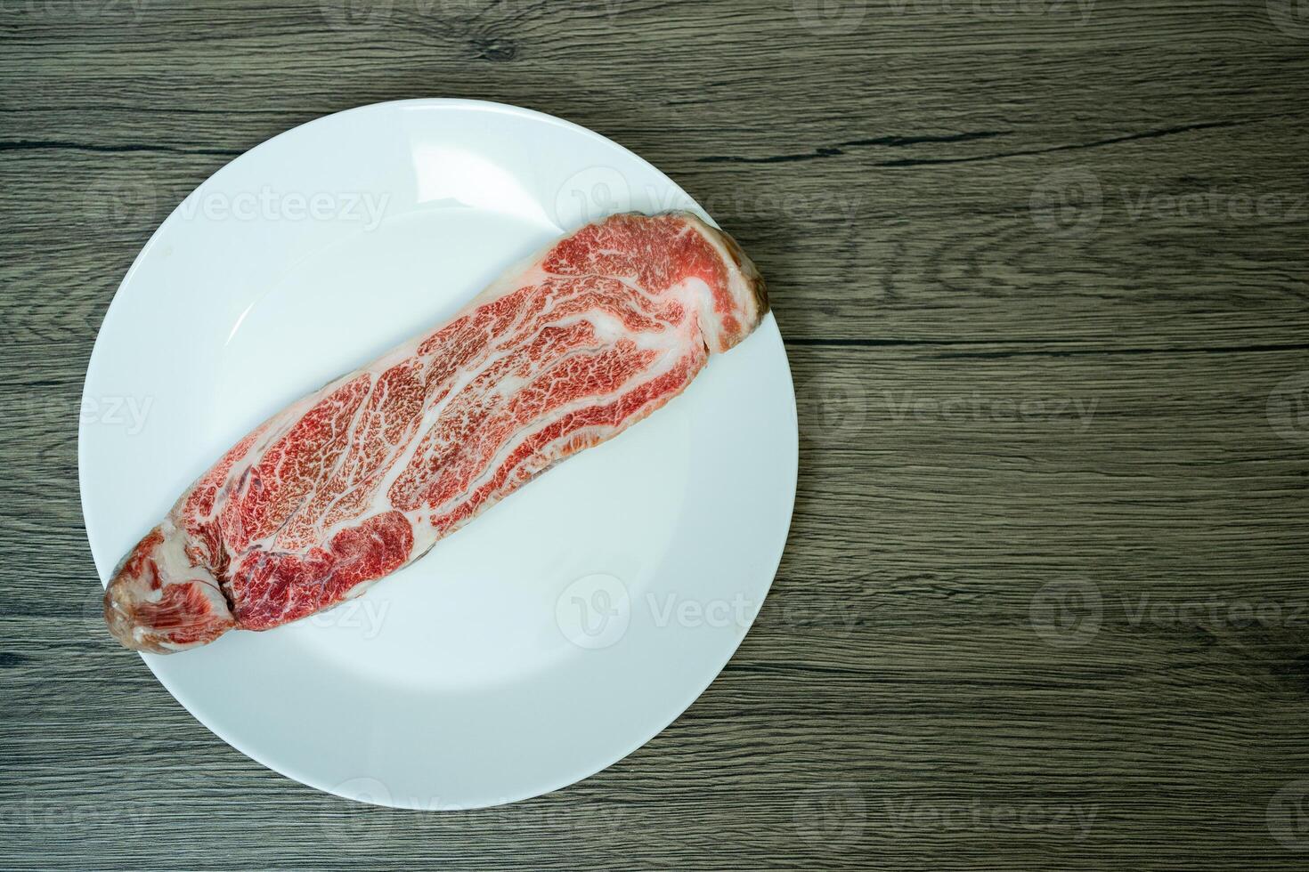 närbild av a5 japansk wagyu biff skära. foto