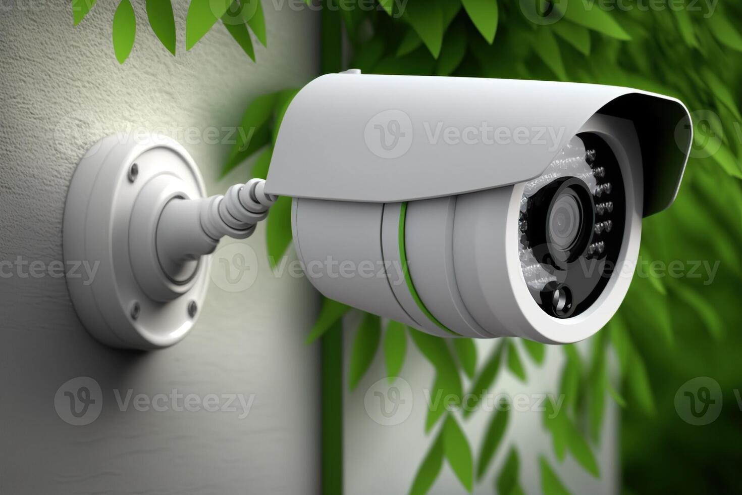 ai genererad cCTV övervakning säkerhet kamera Utrustning i en torn Hem och hus byggnad monterad på en vägg för utanför säkerhet systemet foto
