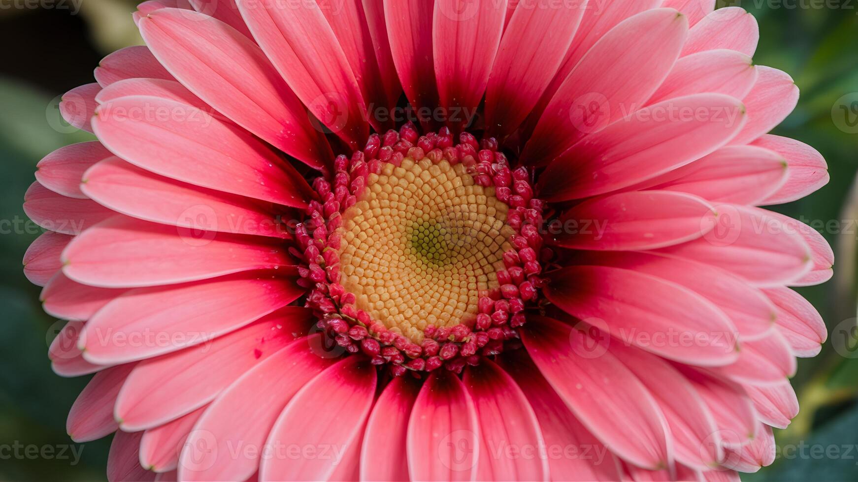 ai genererad stänga upp rosa gerbera blomma som bakgrund bild, nära foto