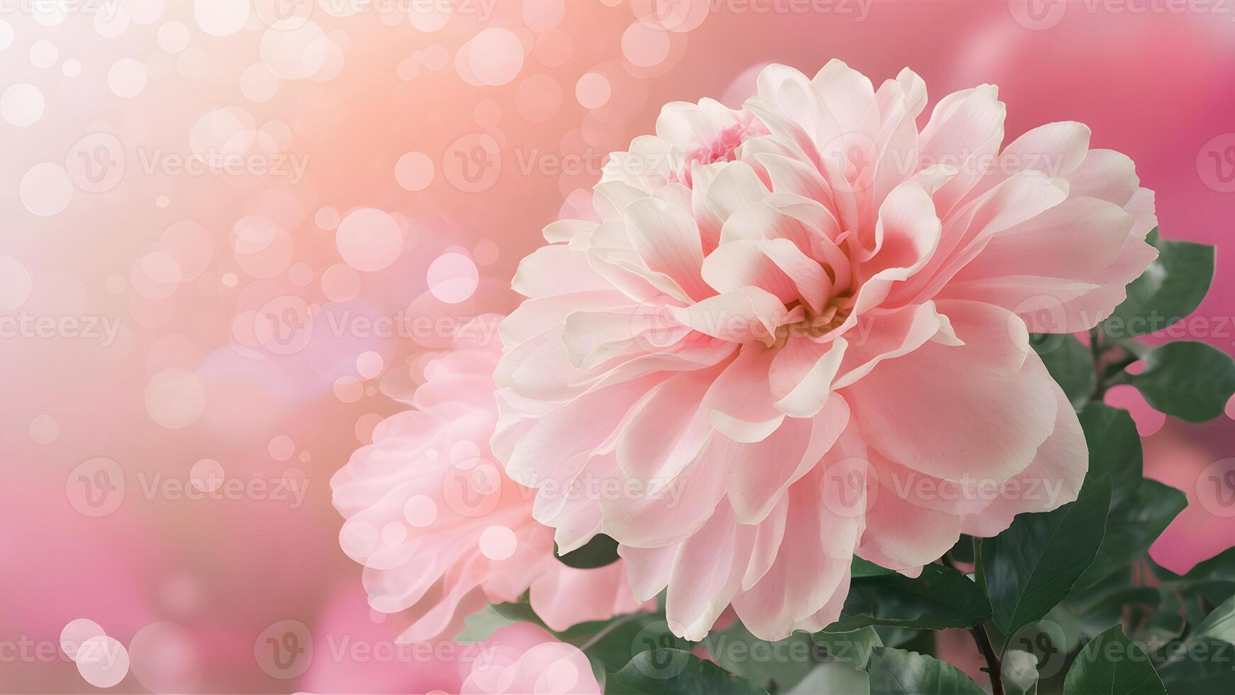 ai genererad romantisk ljus bokeh förstärker skön rosa pastell blommig bakgrund foto