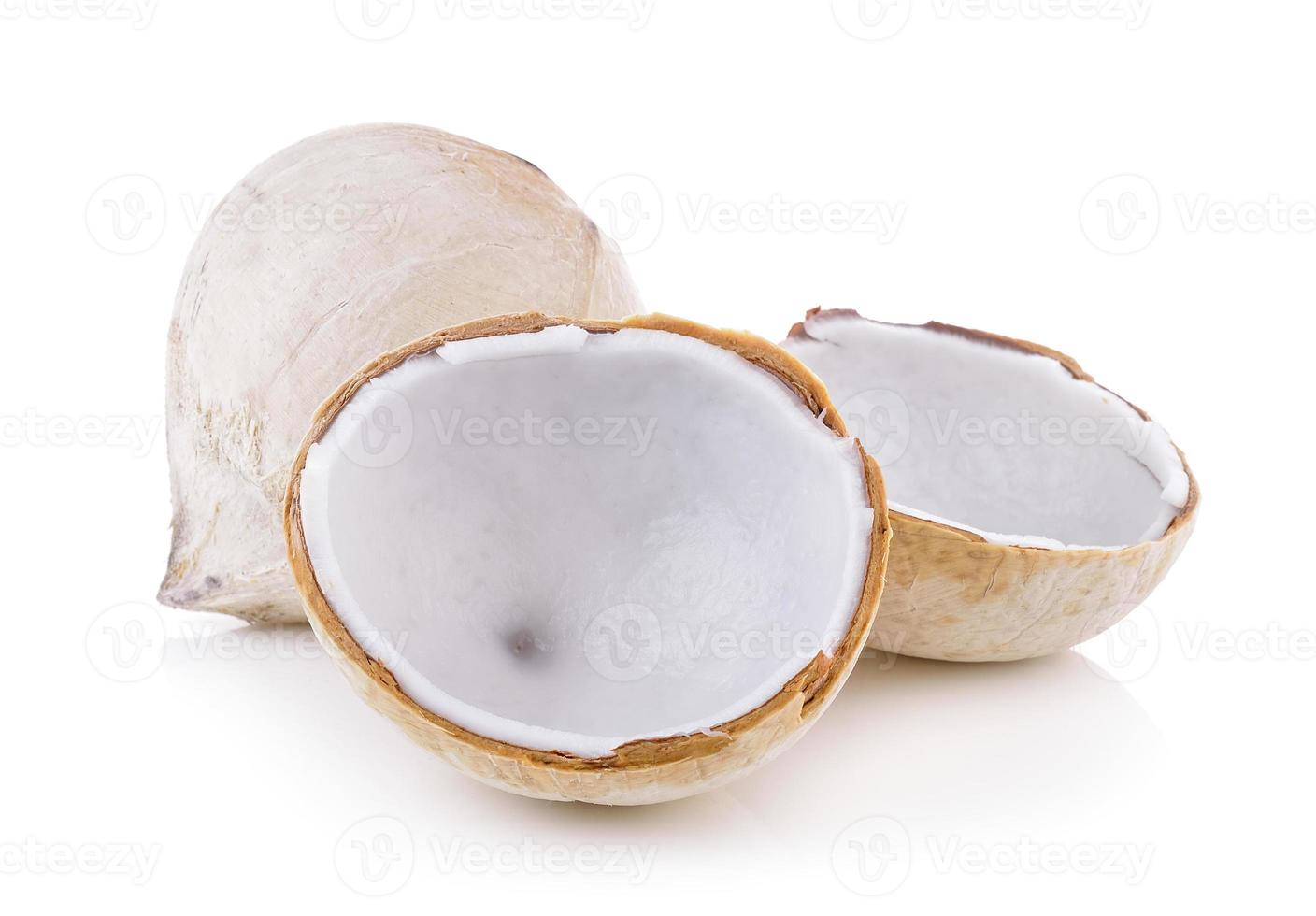 kokosnöt på vit bakgrund foto