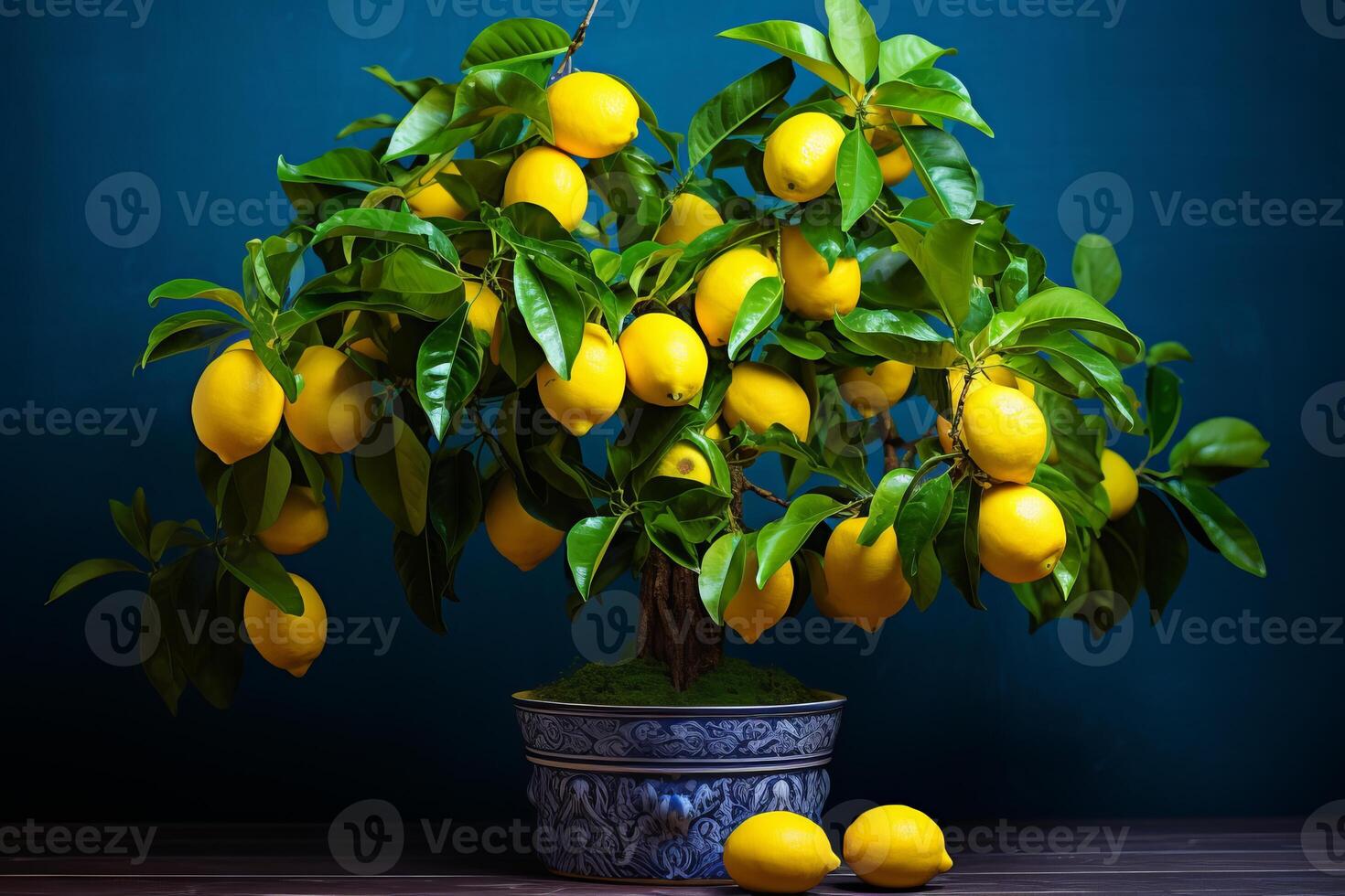 ai genererad vibrerande inlagd citron- träd. generera ai foto