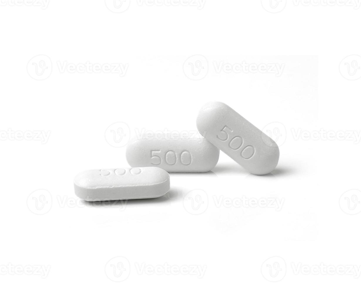 medicinsk tablett tablett isolerad på vit bakgrund foto