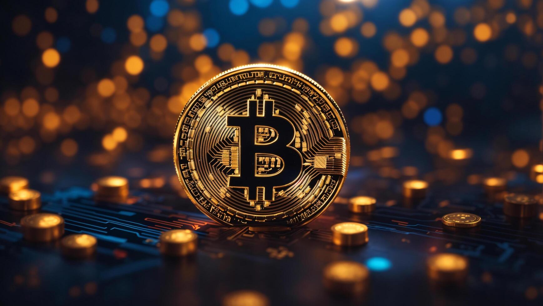 ai genererad bitcoin kryptovaluta digital pengar gyllene mynt teknologi begrepp kryptovaluta bitcoin foto