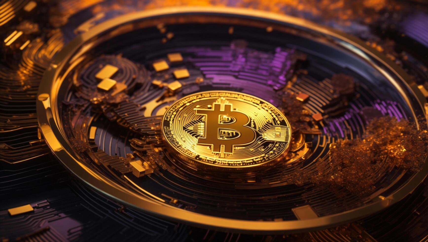 ai genererad bitcoin kryptovaluta digital pengar gyllene mynt teknologi begrepp kryptovaluta bitcoin foto