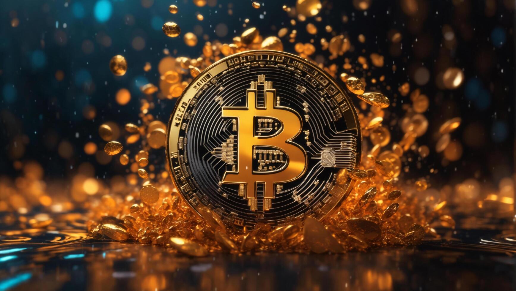 ai genererad kryptovaluta bitcoin digital pengar gyllene mynt teknologi företag begrepp kryptovaluta bitcoin foto