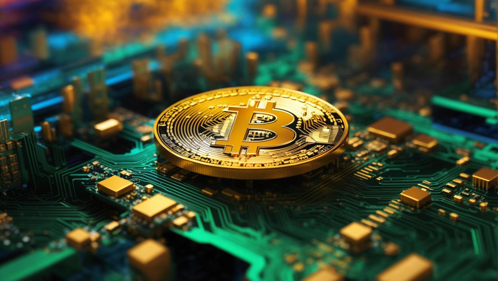 ai genererad bitcoin kryptovaluta digital pengar gyllene mynt teknologi begrepp kryptovaluta bitcoin foto