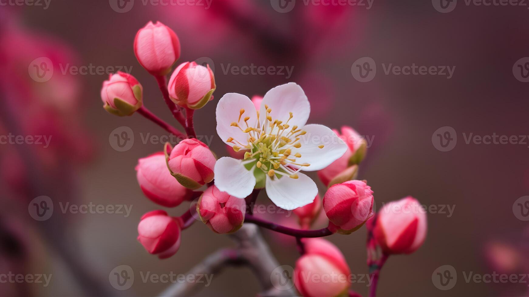 ai genererad mild bakgrund med rosa knoppar inkluderar ett stor uppsättning foto