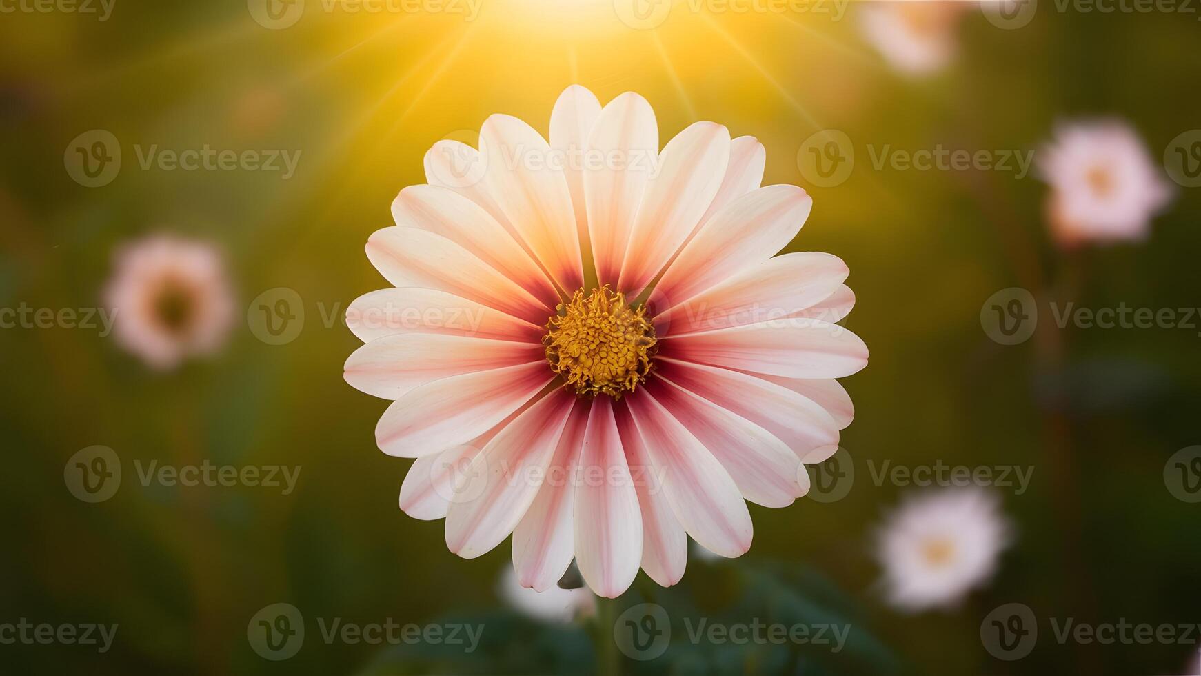 ai genererad kronblad blomma bakgrund strålar med mjuk naturlig ljus foto