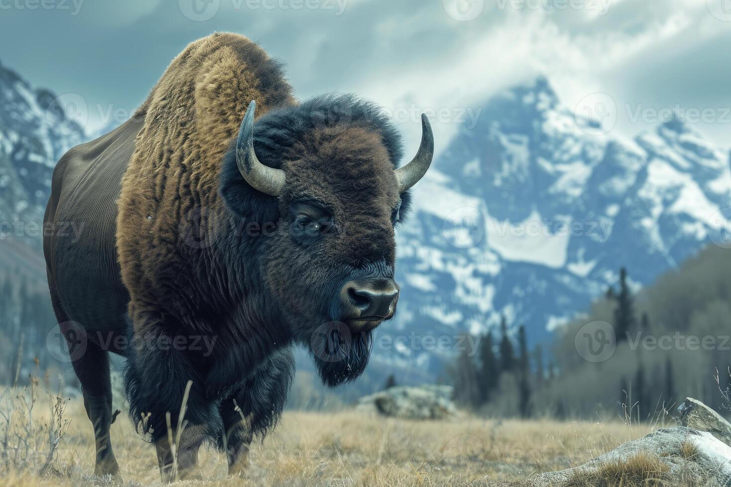 ai genererad amerikan bison natur. generera ai foto