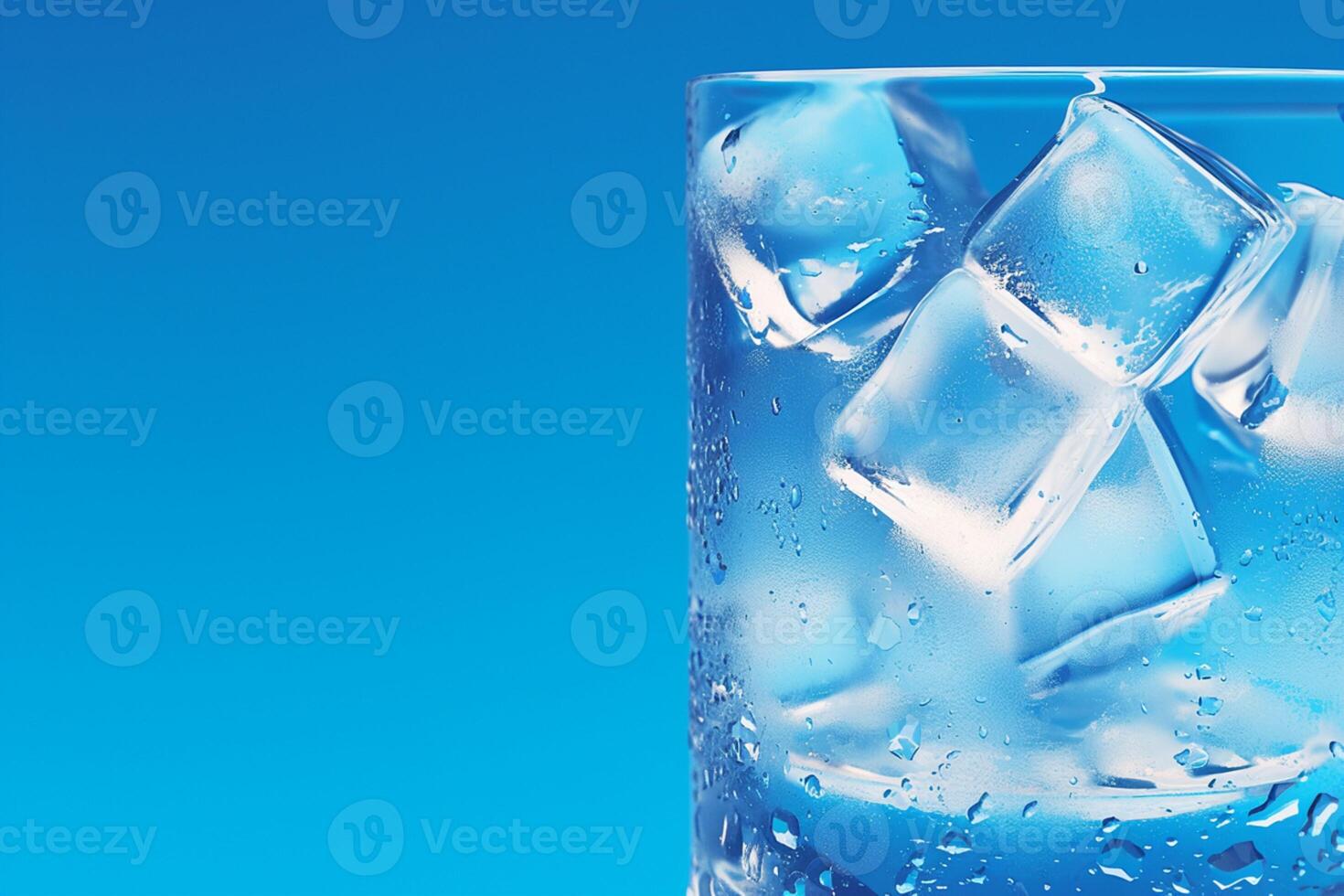 ai genererad kyl- dryck begrepp is kuber i en glas på blå foto
