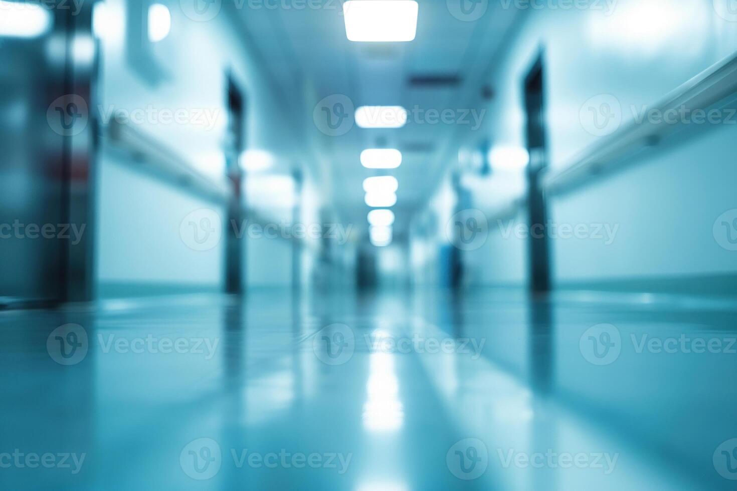 ai genererad en hög nyckel suddig bild av en sjukhus korridor foto