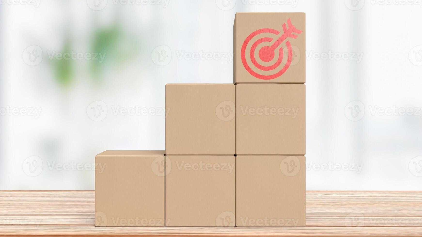 de mål ikoner på papper låda för företag begrepp 3d tolkning. foto