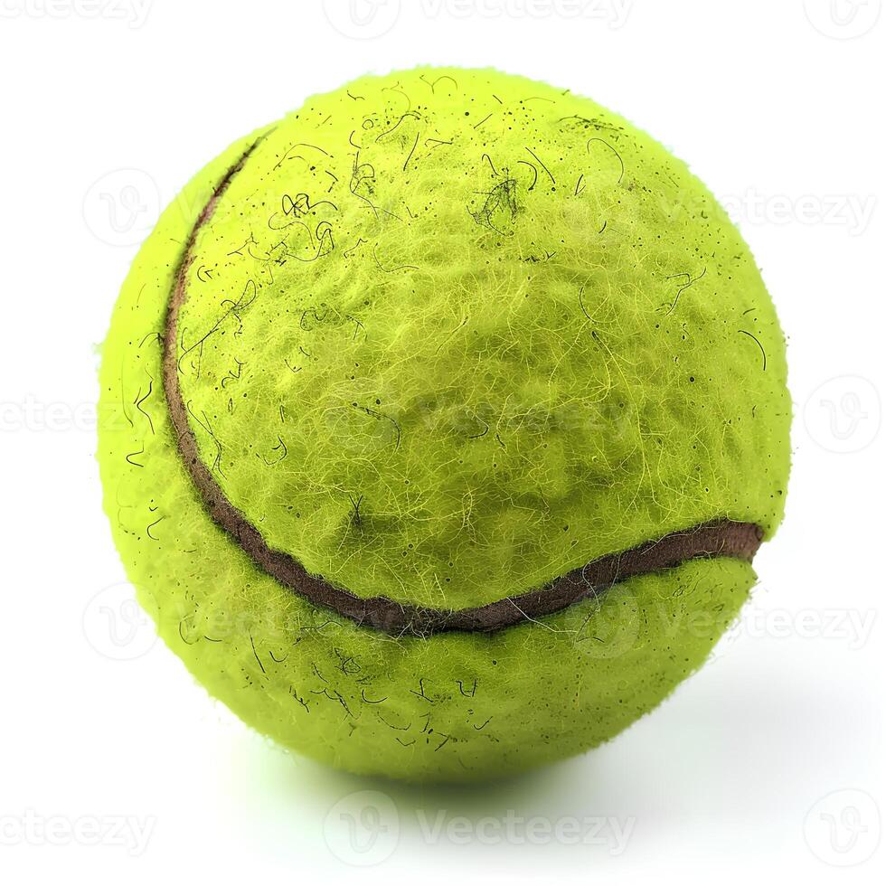 ai genererad tennis boll isolerat på vit bakgrund med skugga. tennis boll isolerat. boll för tennis. utomhus- aktivitet foto