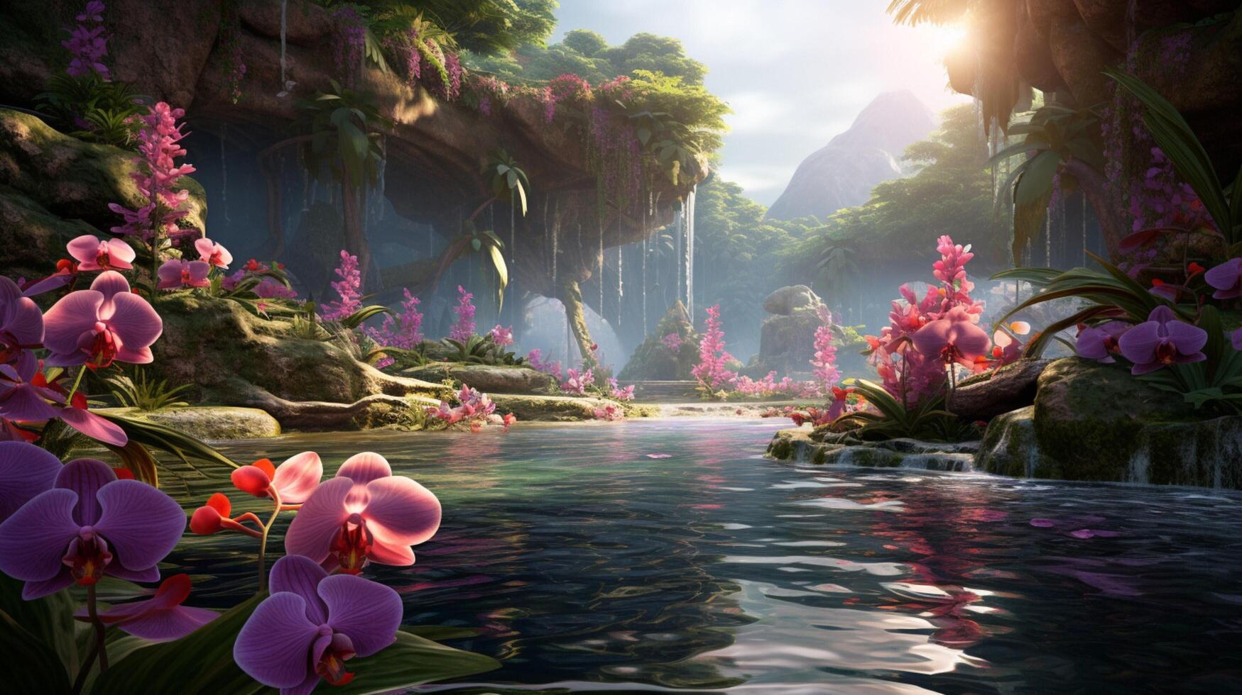 ai genererad orkide oas bakgrund foto