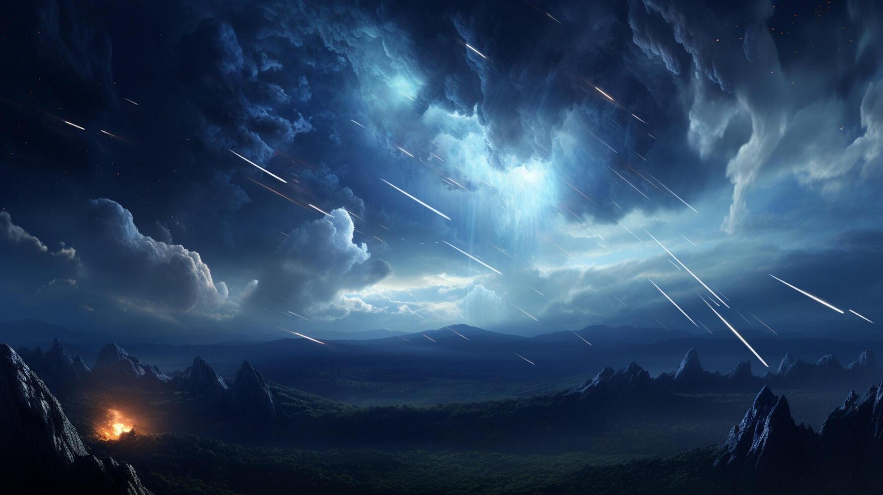 ai genererad himmel med kometer bakgrund foto