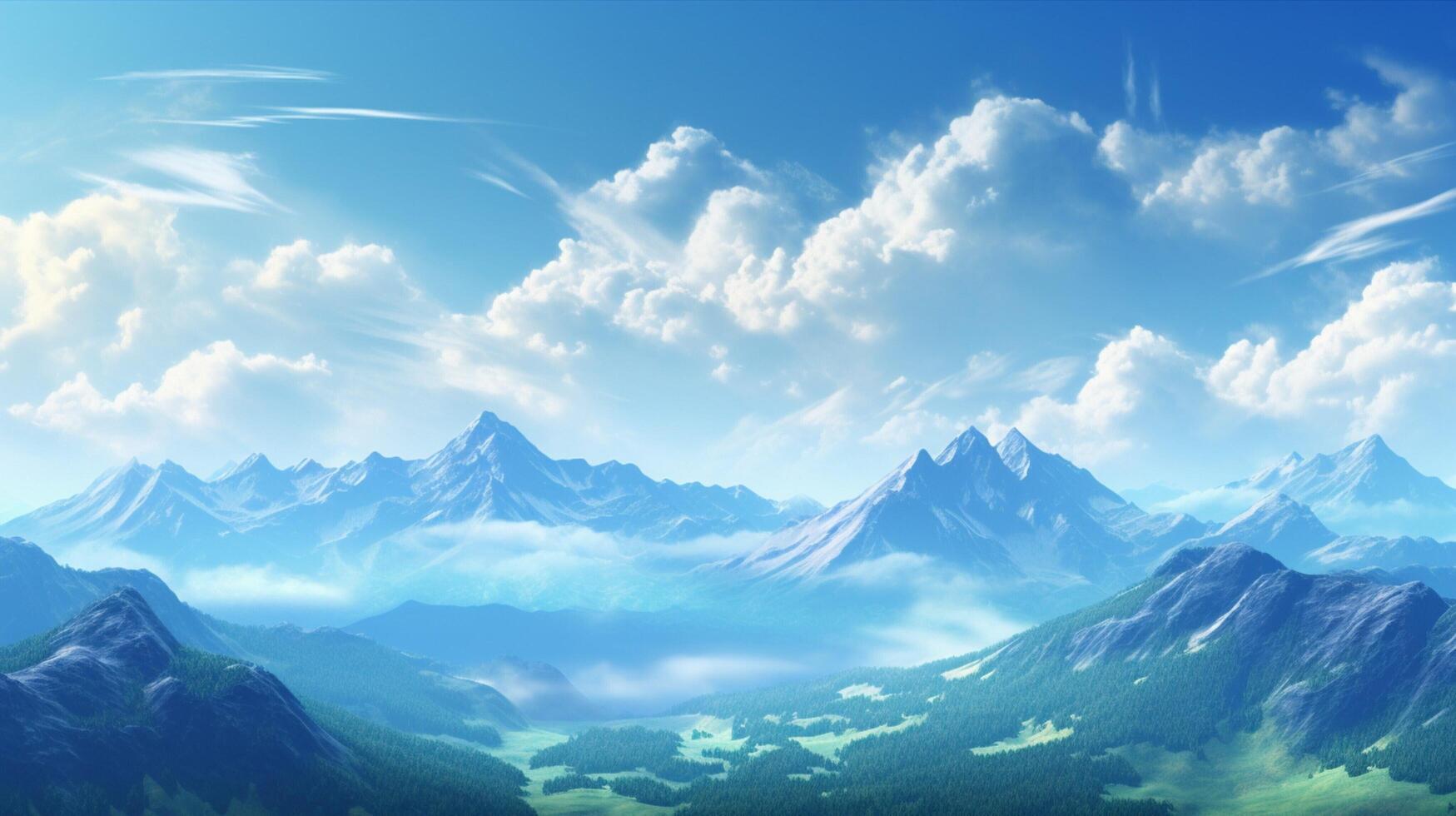 ai genererad himmel med bergen bakgrund foto