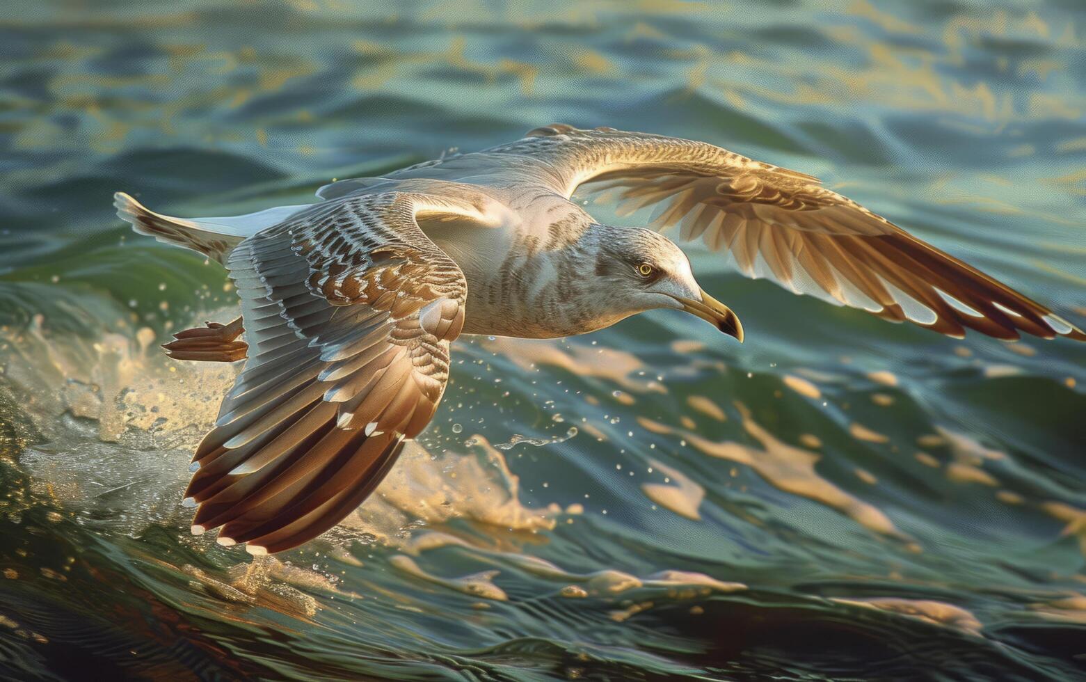 ai genererad en fiskmås glider över de krossning hav, en mästerlig visa av avian nåd och frihet foto