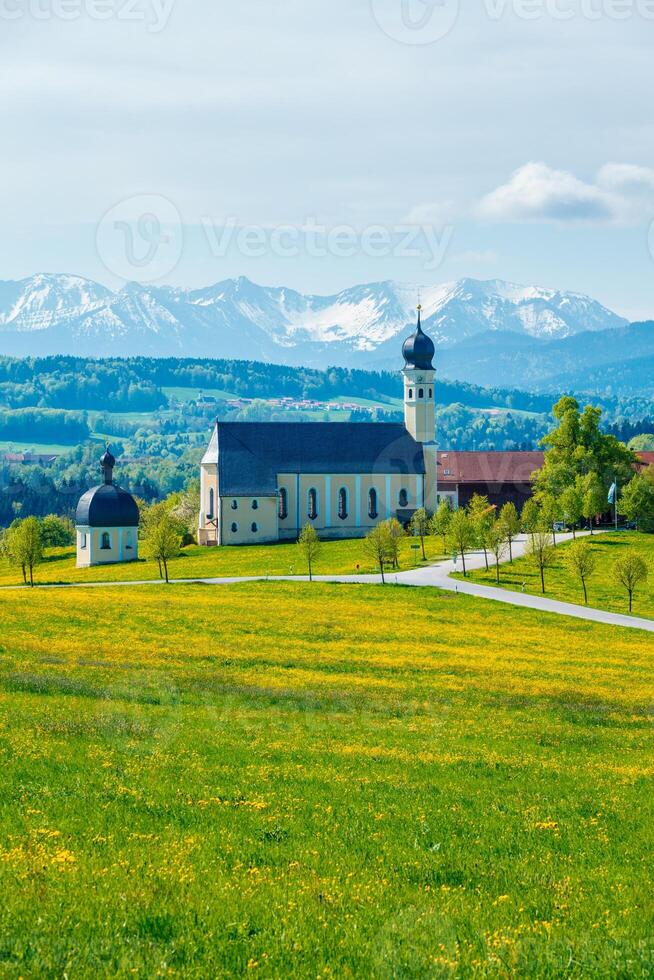 kyrka av villparting, irschenberg, övre Bayern, Tyskland foto
